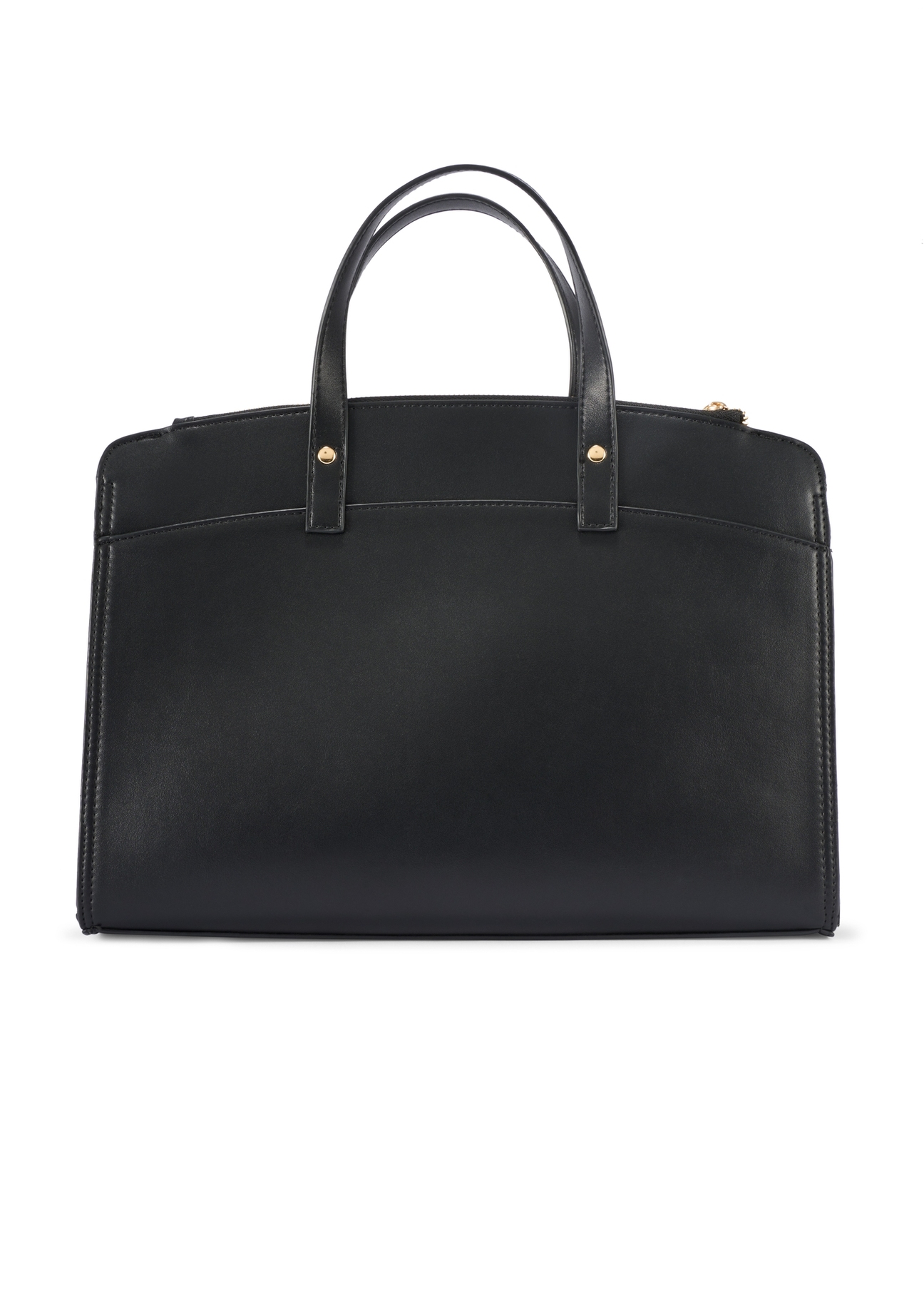Black women's imitation leather bag TOREC-1143-99(W26), product view from the back on a white background.