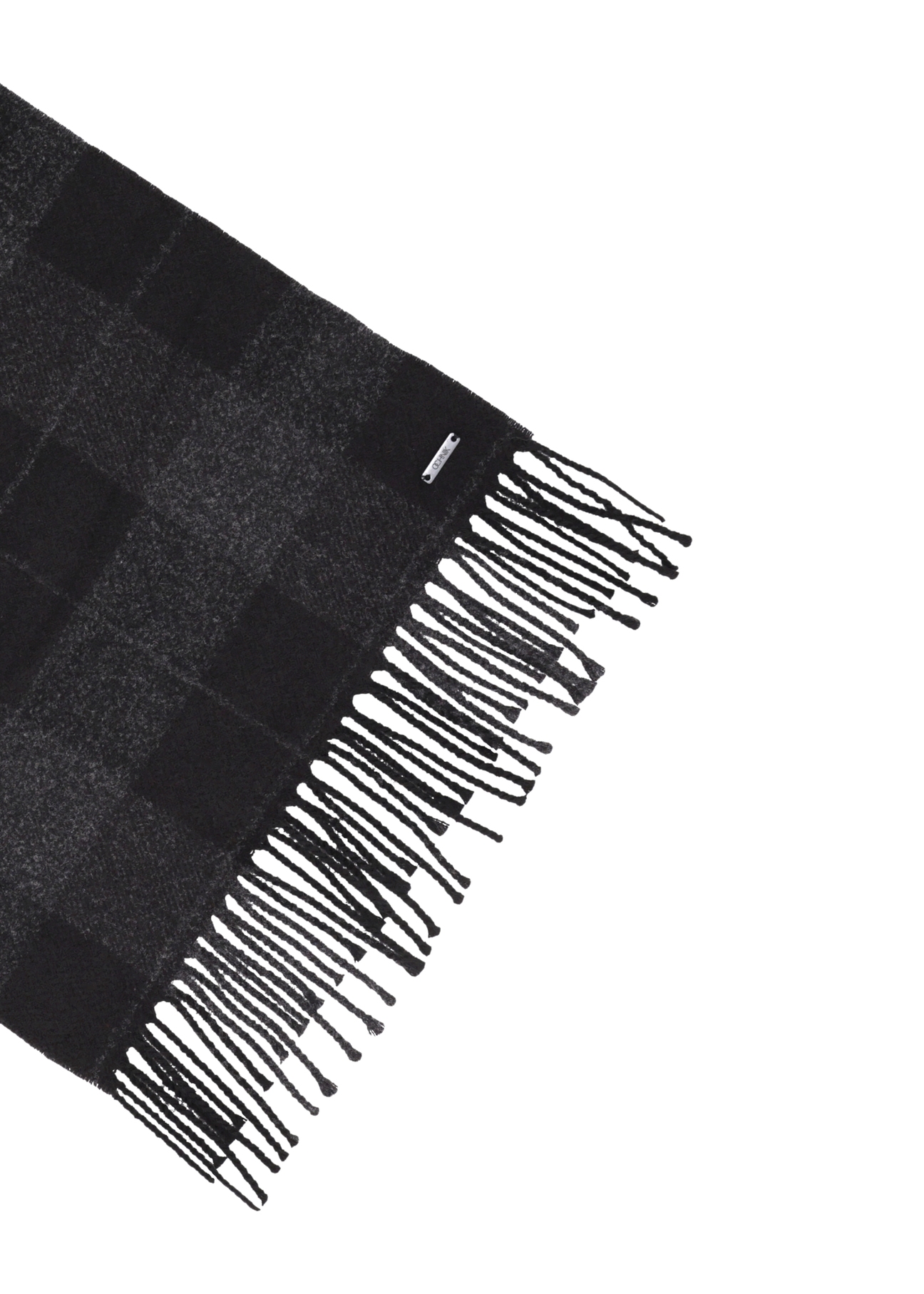 Gray men's checkered scarf SZAMT-0092-9B(Z26), close-up of the product detail on a white background.