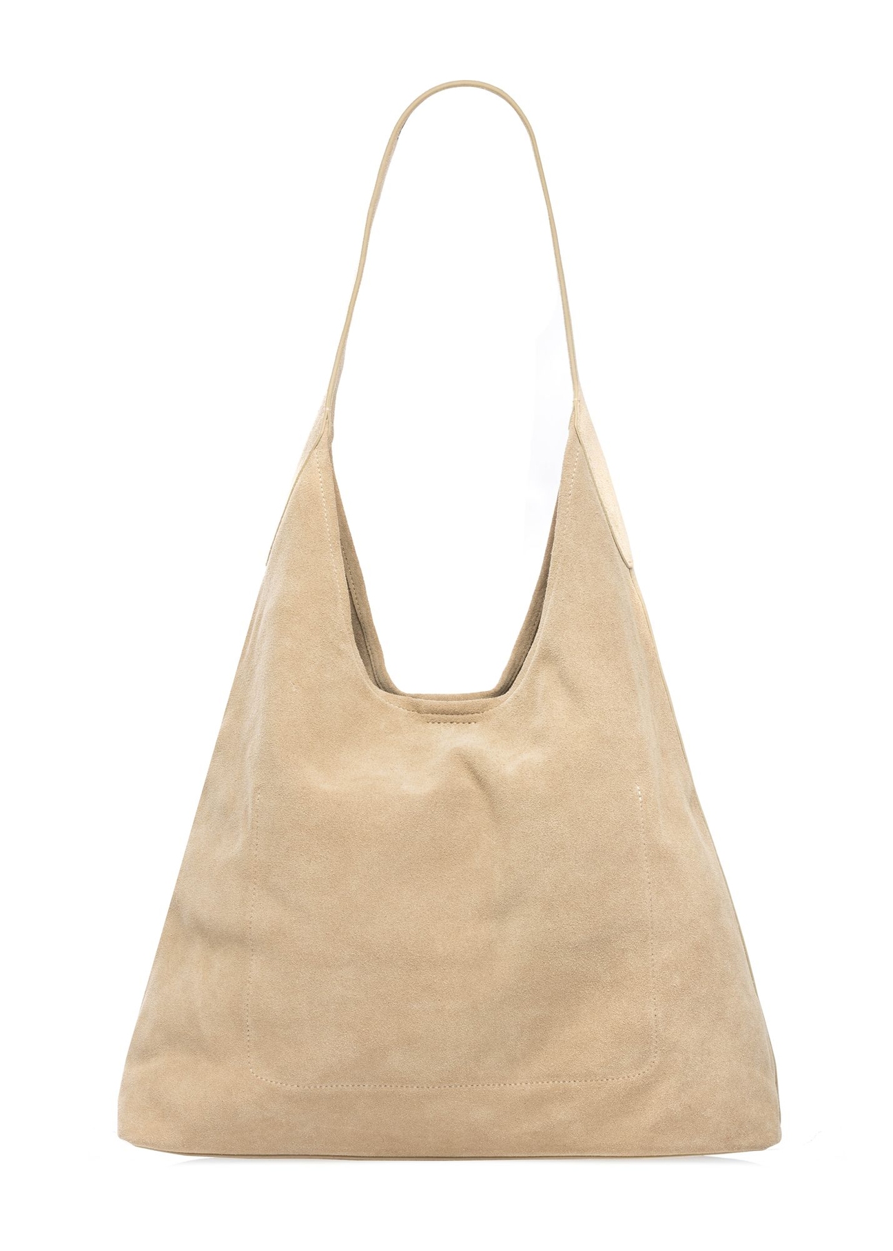 Cream leather shopper bag TORES-1307-0B(W26) - front product view, on a white background.