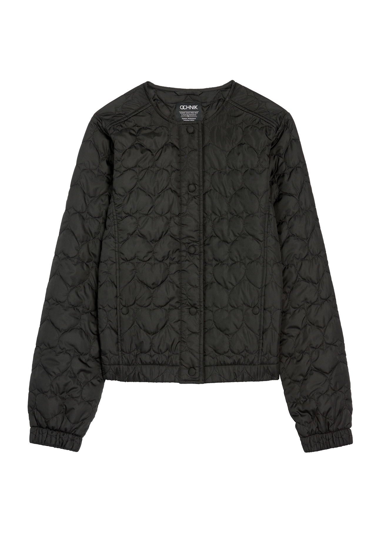 Black women's quilted jacket KURDT-0630-99(W26), front product view on white background.