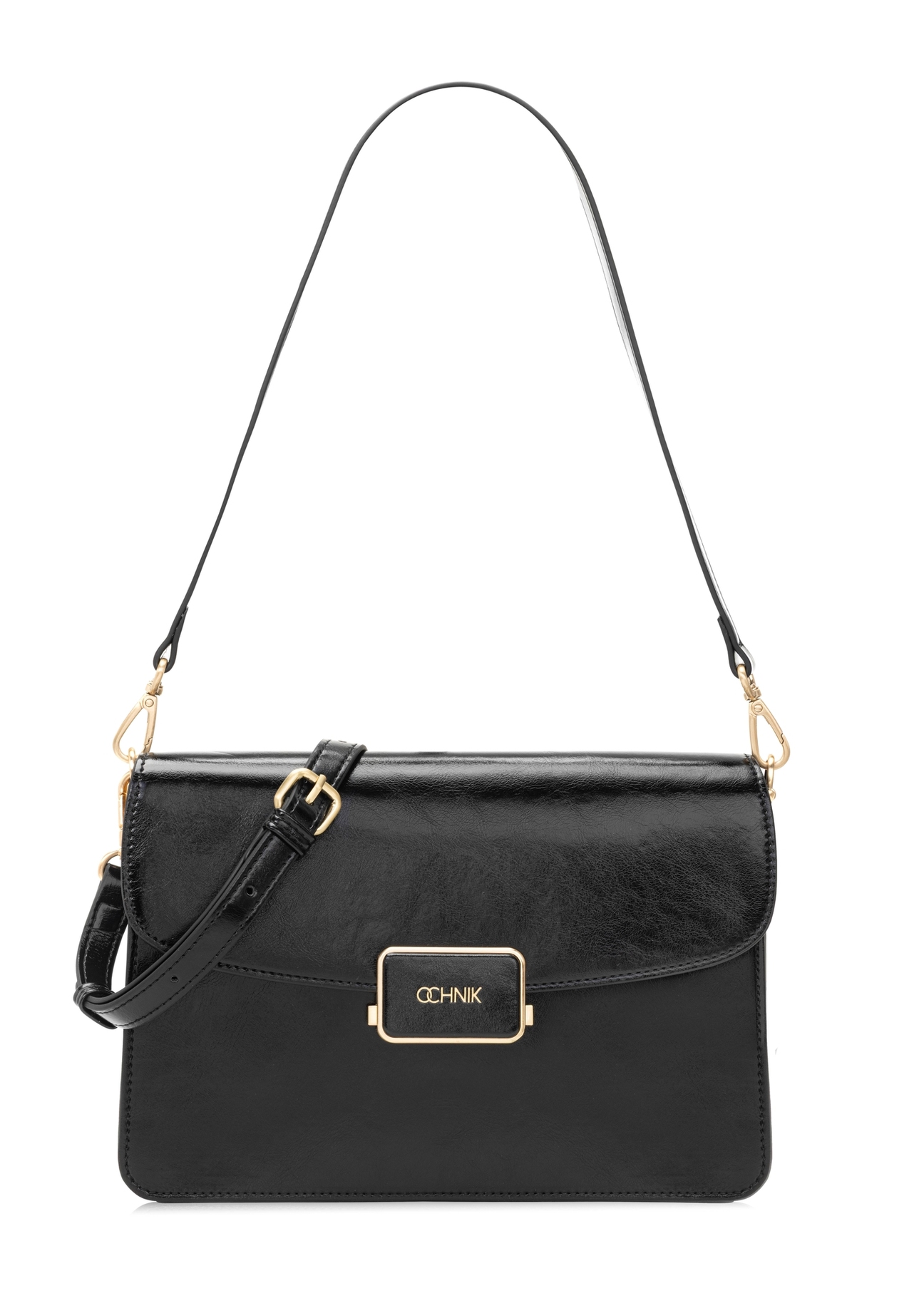 Black women's messenger bag TOREC-1167-9F(W26), front product view on white background.