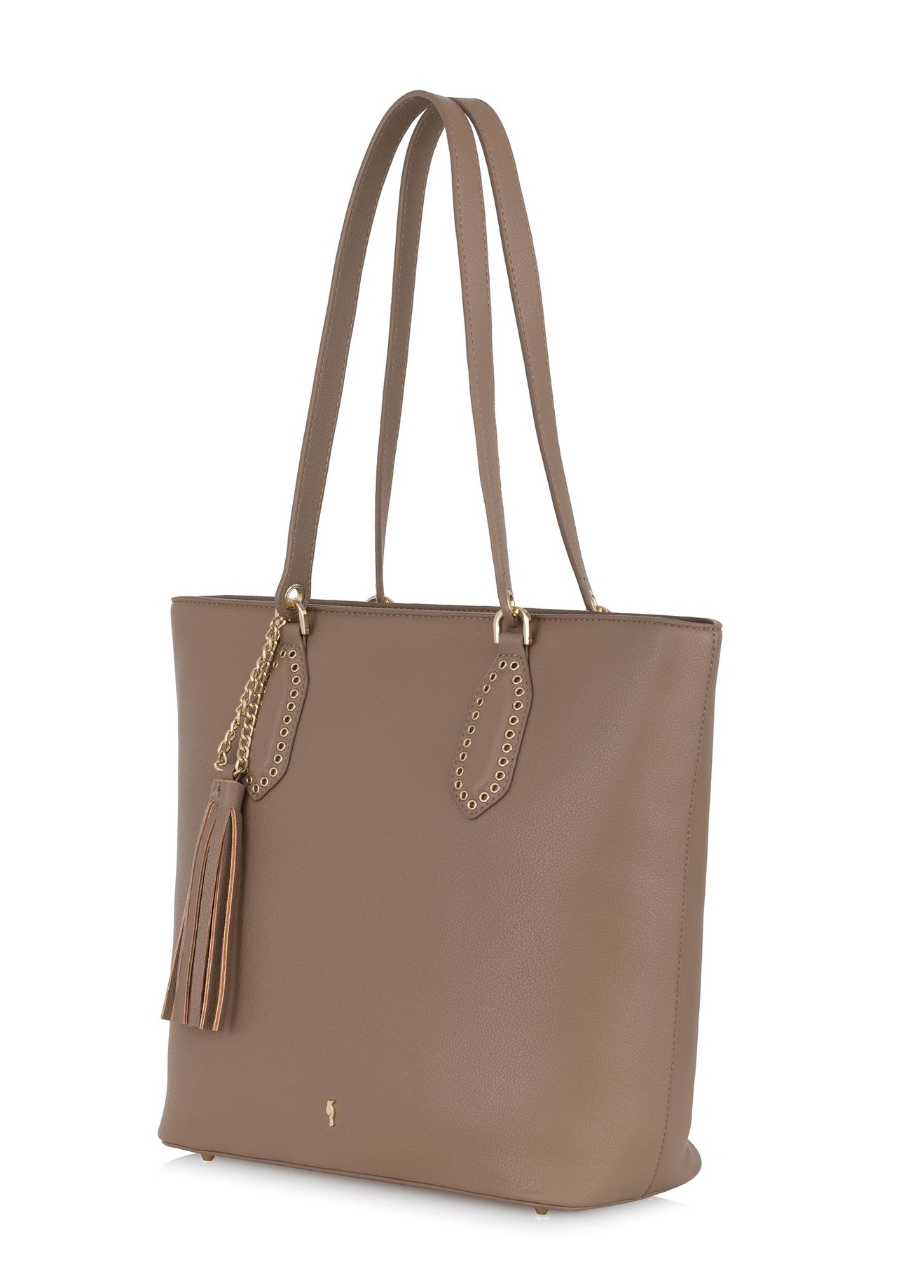 Brown padded faux leather shopper bag TOREC-0905-89(W24)-02