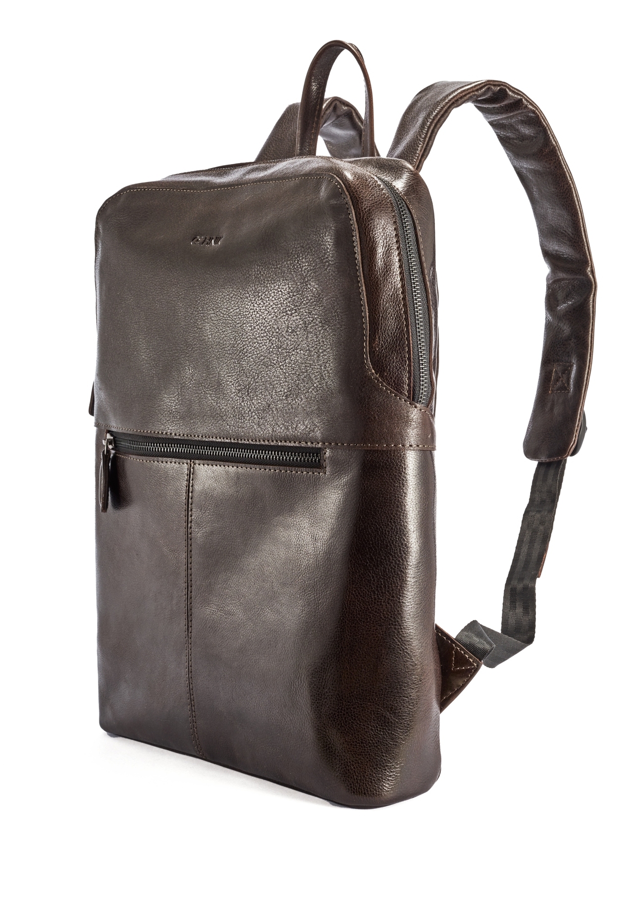 Men's brown leather backpack TORMS-0457-89(W25), product visible diagonally on a white background.