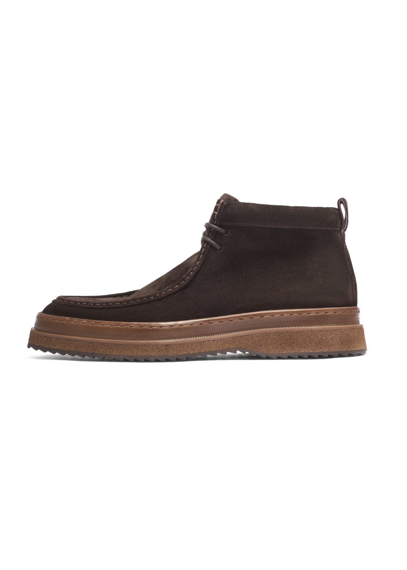 Dark brown suede men's ankle boots BUTYM-0577-1I(Z26), side view of the product on a white background.