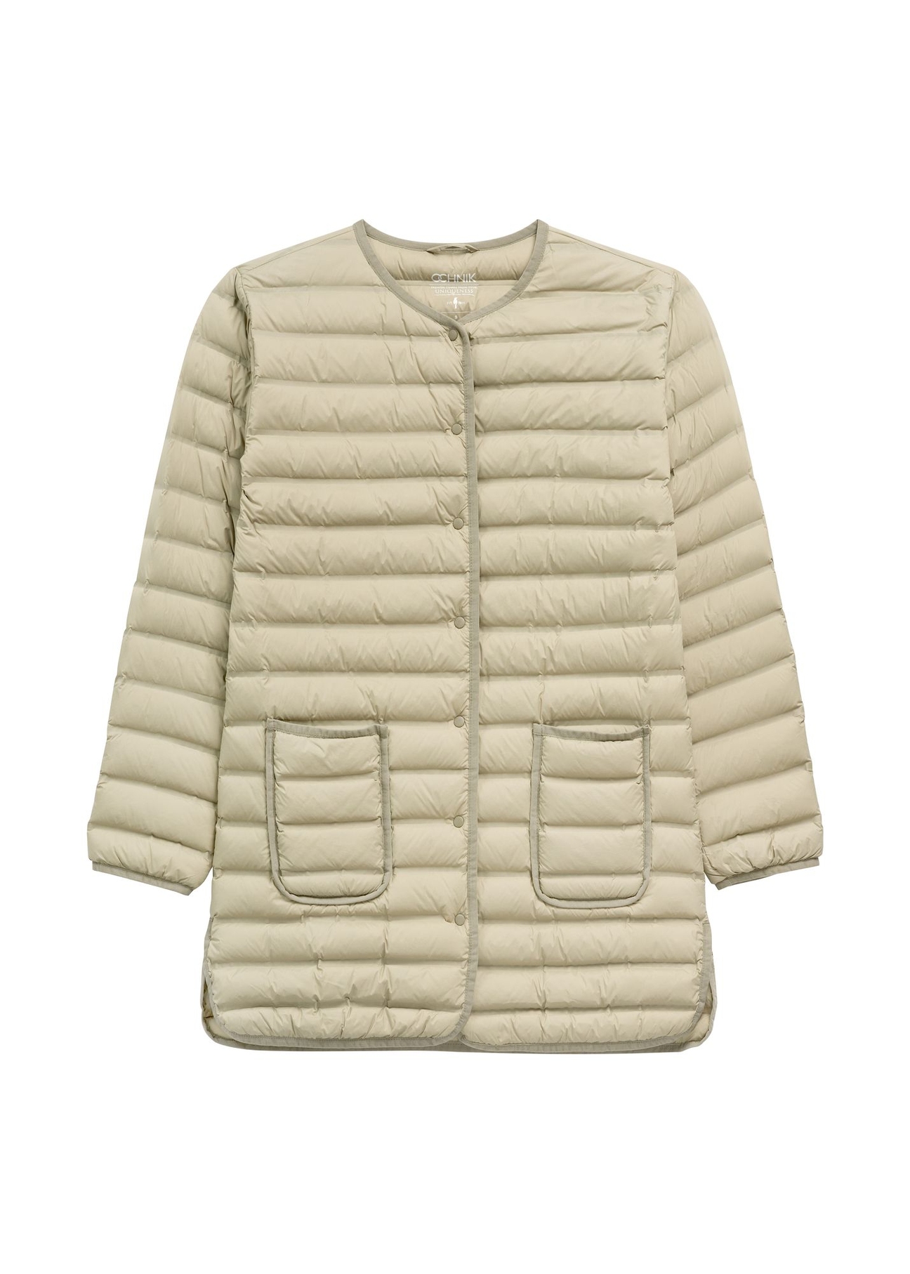 Women's olive jacket with natural insulation KURDT-0636-8E(W26) - front product view, on a white background.