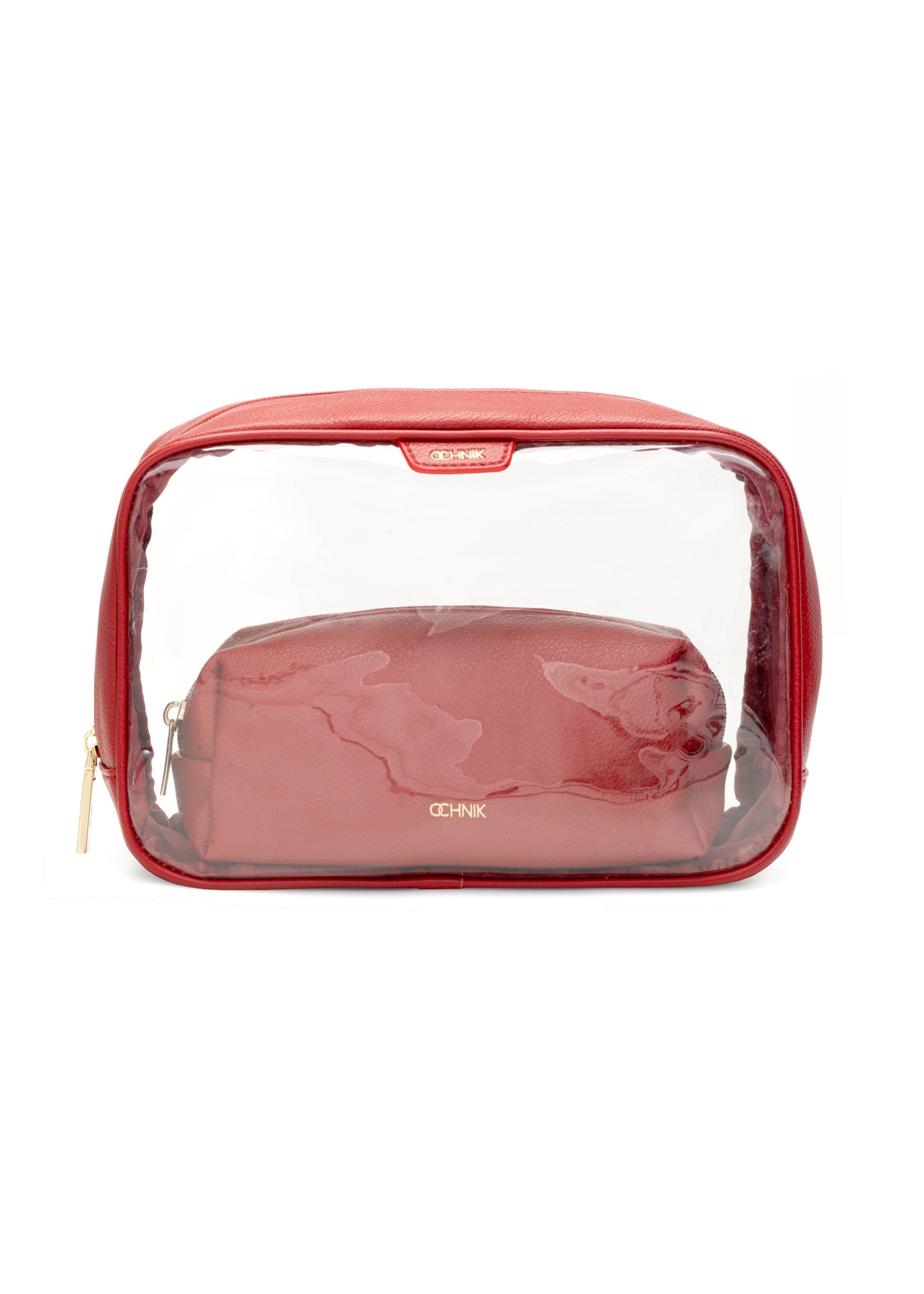 Large red two-piece women's cosmetic bag TOREC-0874A-41(Z25), front product view on white background.