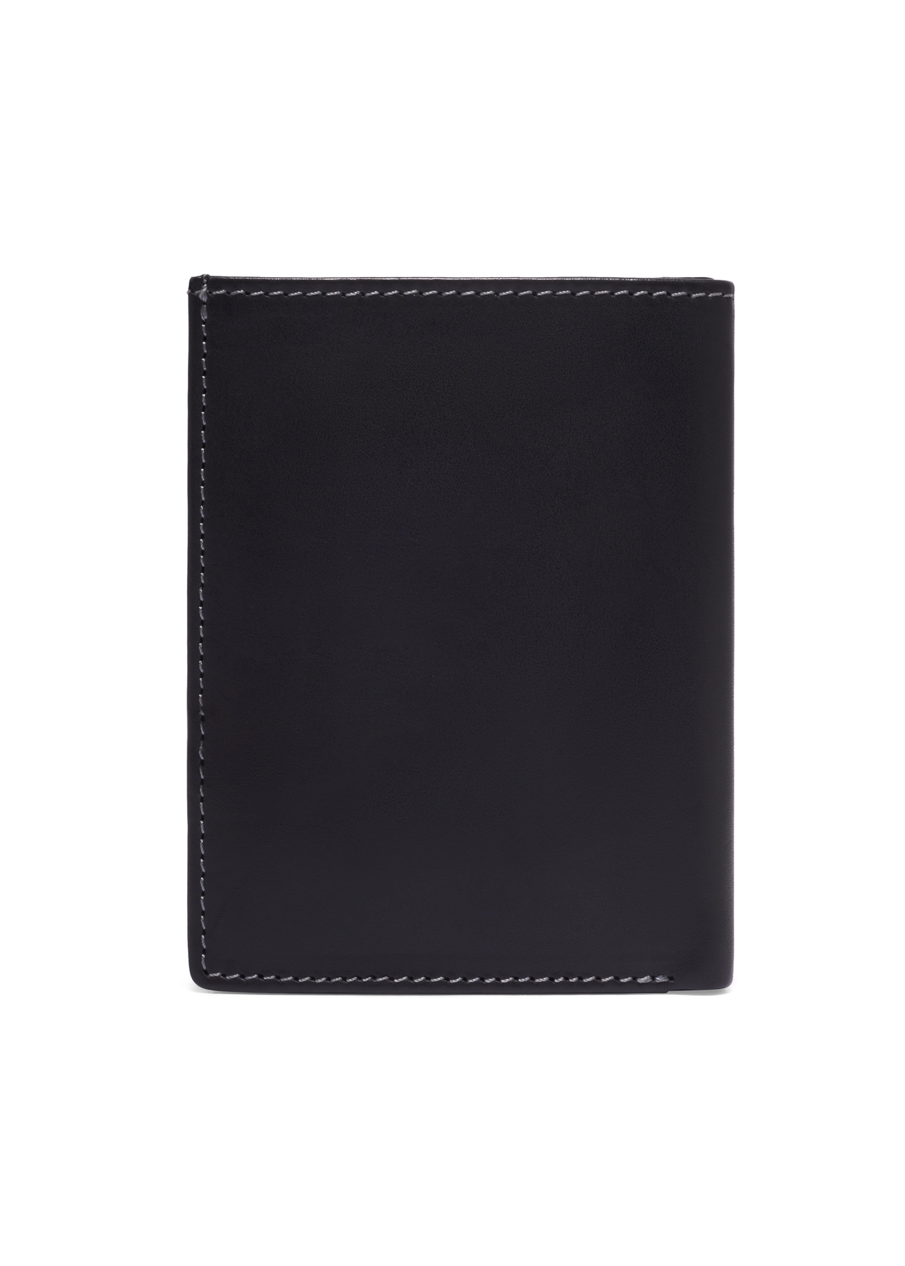 Small black leather men's wallet PORMS-0702-99(Z26), product view from the back on a white background.