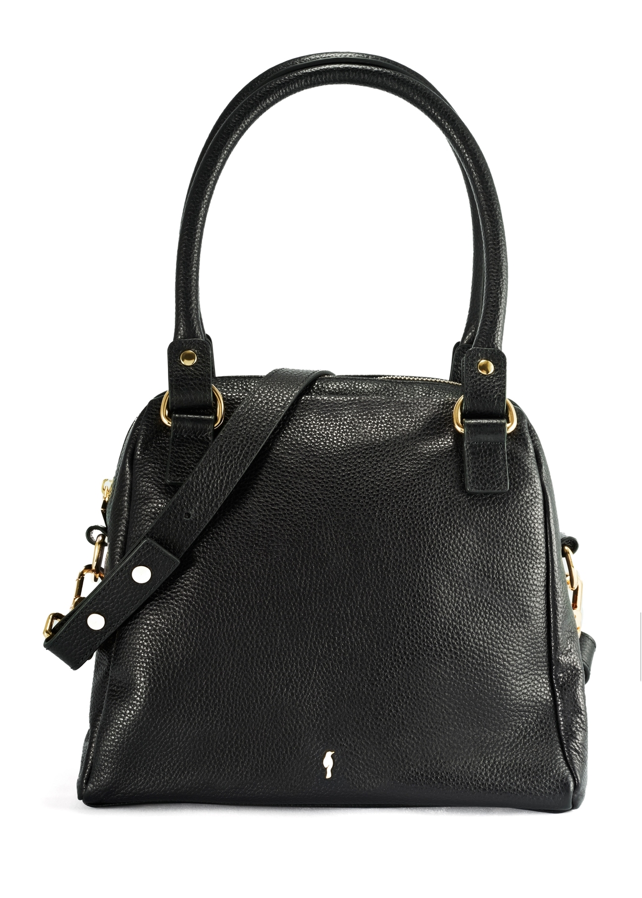 Black leather women's handbag TORES-1183-99(Z25), product view from the front on a white background.