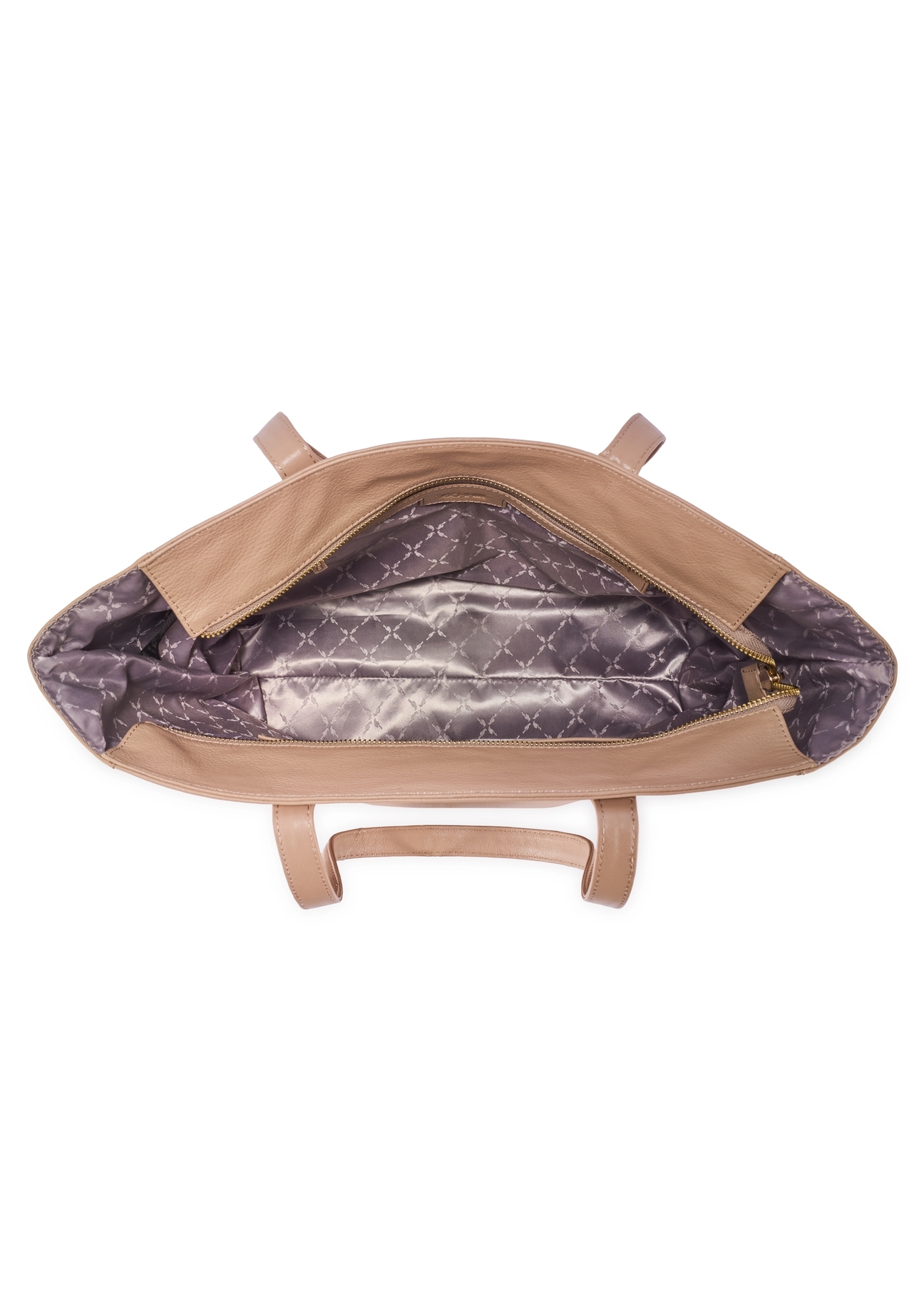 Beige leather women's shopper bag TORES-0971F-1B(W26)