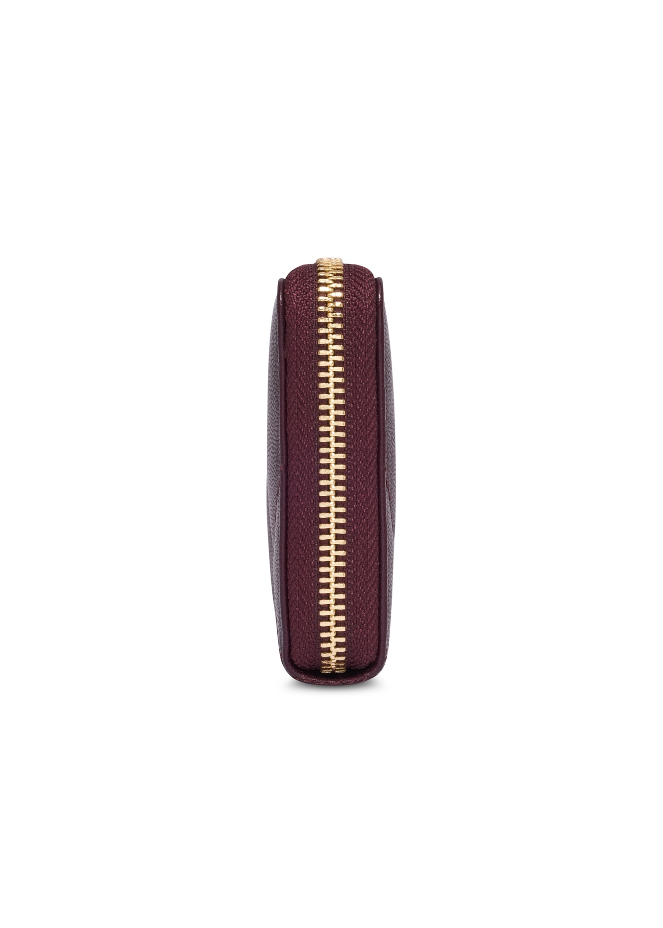 Burgundy leather quilted women's wallet PORES-1009-4D(Z26), side product view on white background.