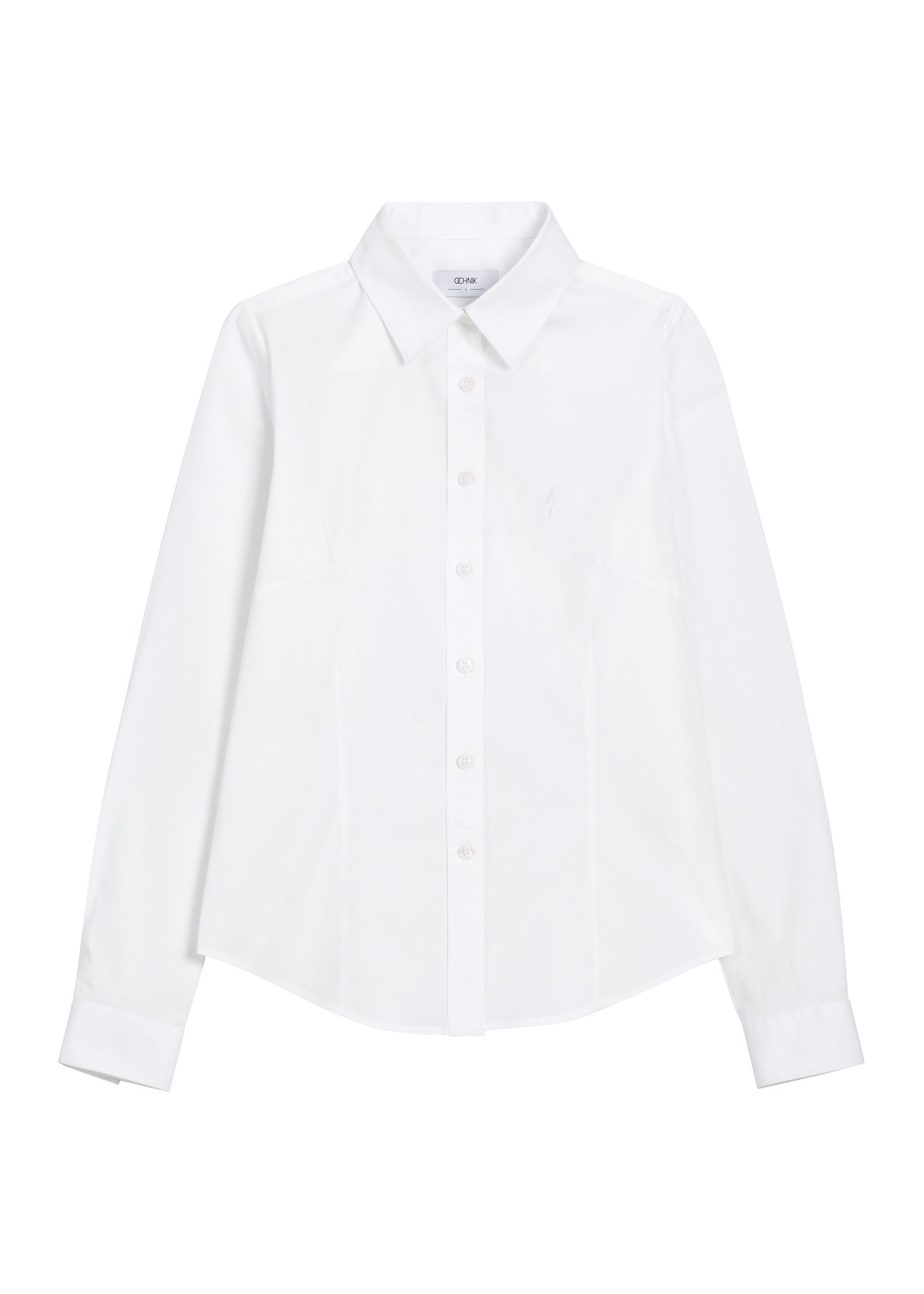 Women's white cotton shirt KOSDT-0190-0A(Z26) - front product view, on white background.