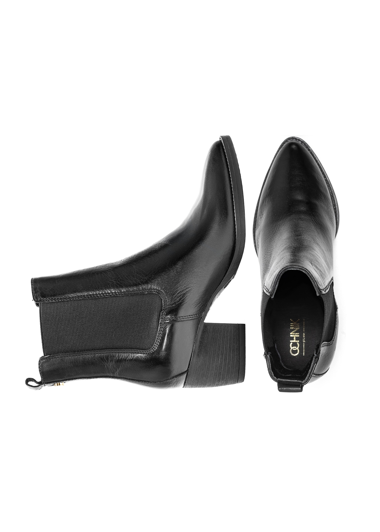 Women's leather Chelsea boots with a block heel BUTYD-1184-99(Z25)