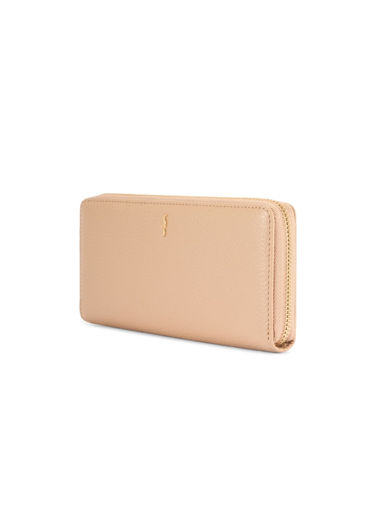Beige leather women's wallet PORES-0800R-1B(W26) - diagonal product view, on a white background.