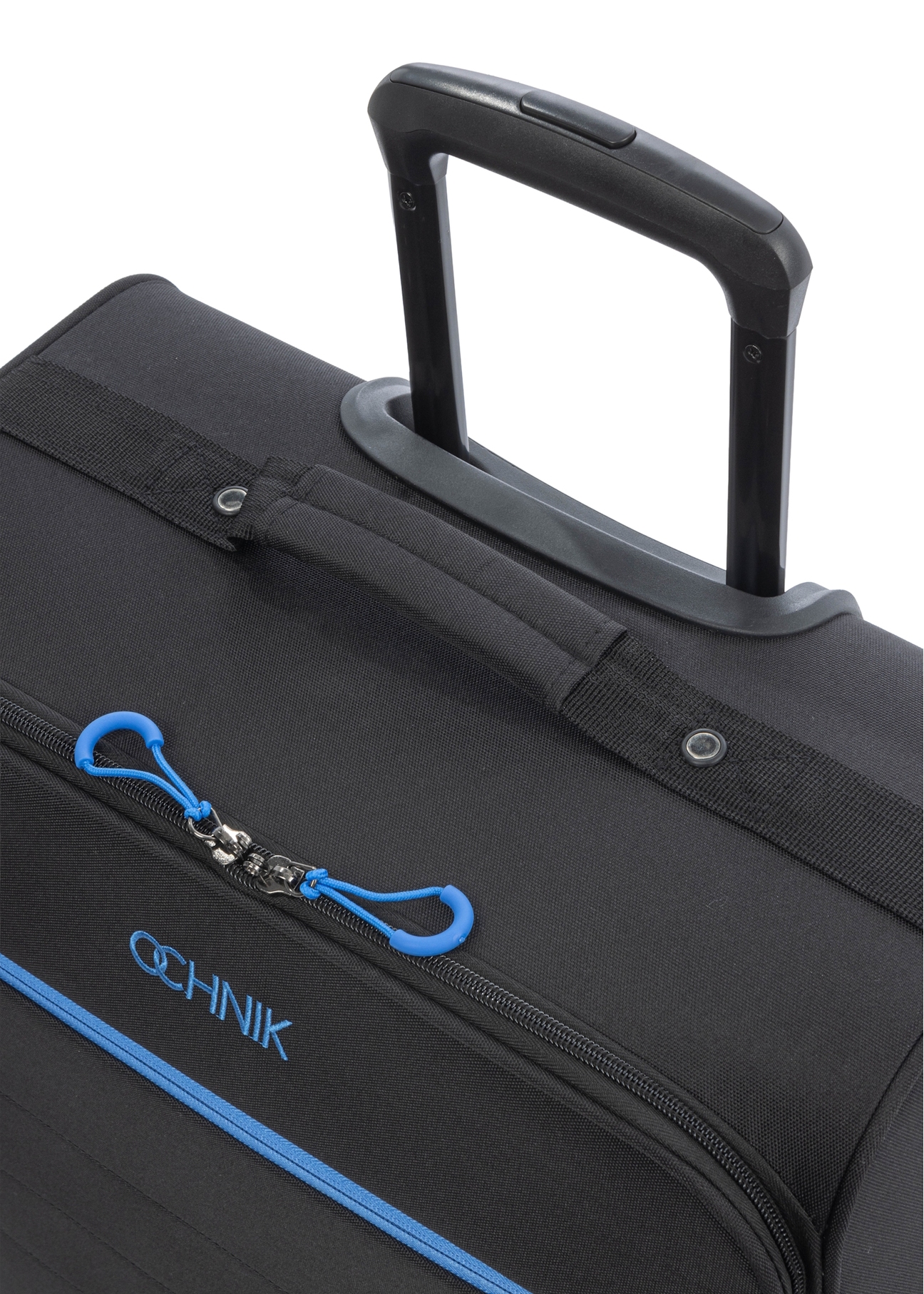 Large suitcase on wheels WALNY-0045-99-28(W26), view of the product handle on a white background.