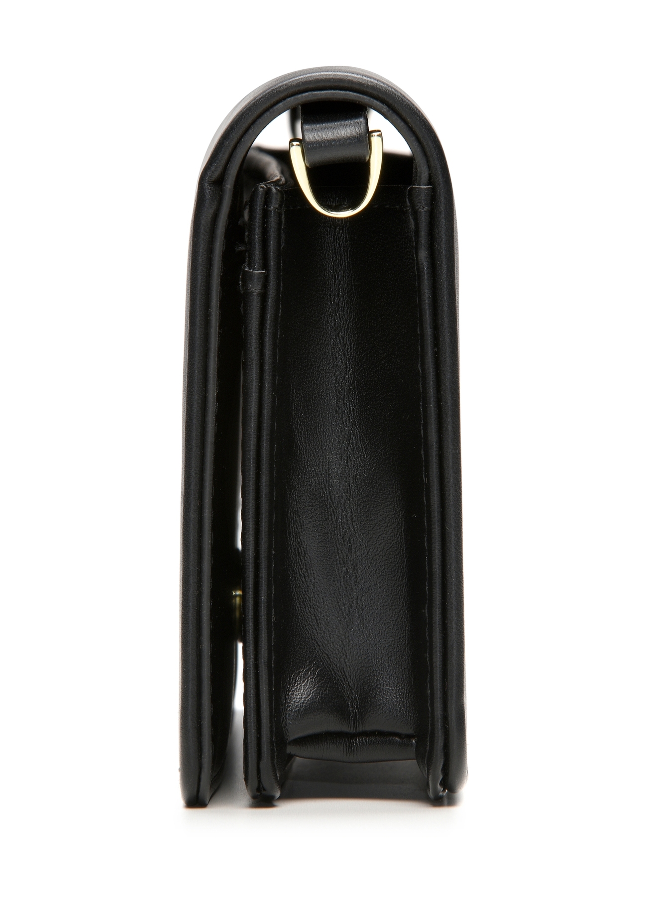 Black small clutch bag POREC-0427-99(Z25), product view from the side on a white background.