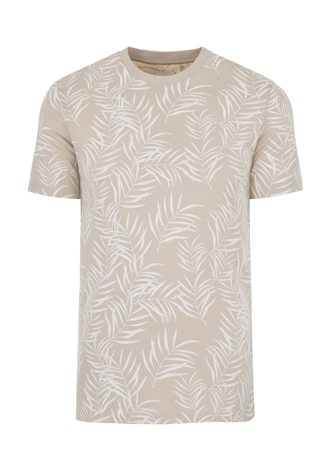 Men's beige print T-shirt TSHMT-0103-81(W24)-03