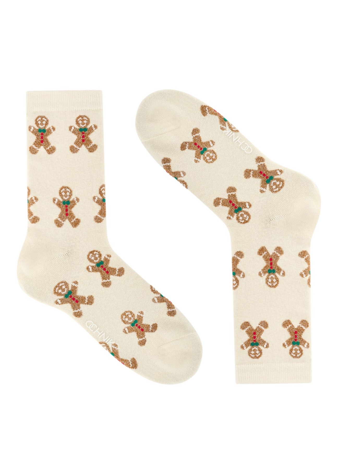 Set of women's Christmas socks ZESDT-0035-15(Z25), view of the first pair from the set on a white background.