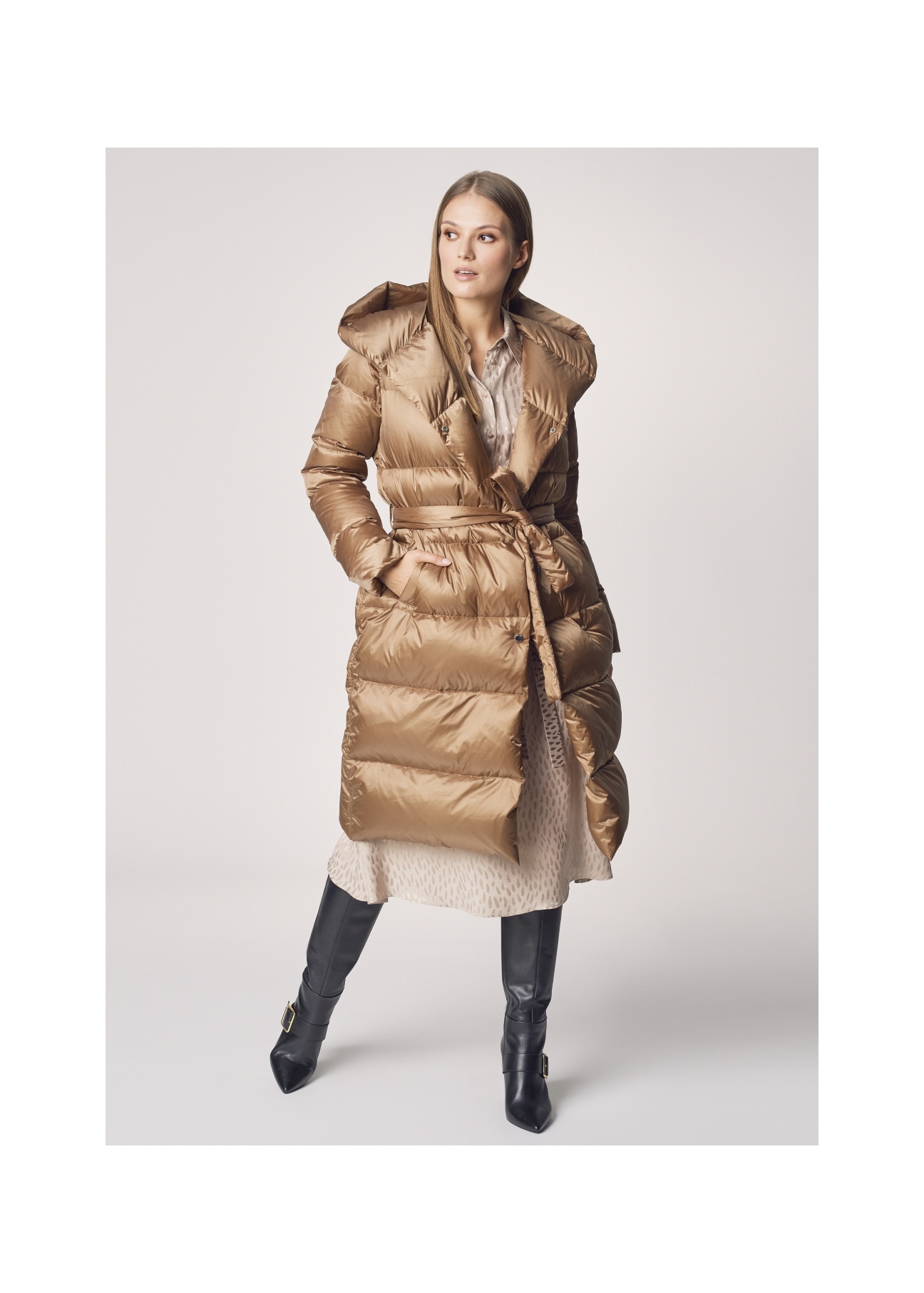 Women's beige winter jacket KURDT-0332-82(Z21)-02