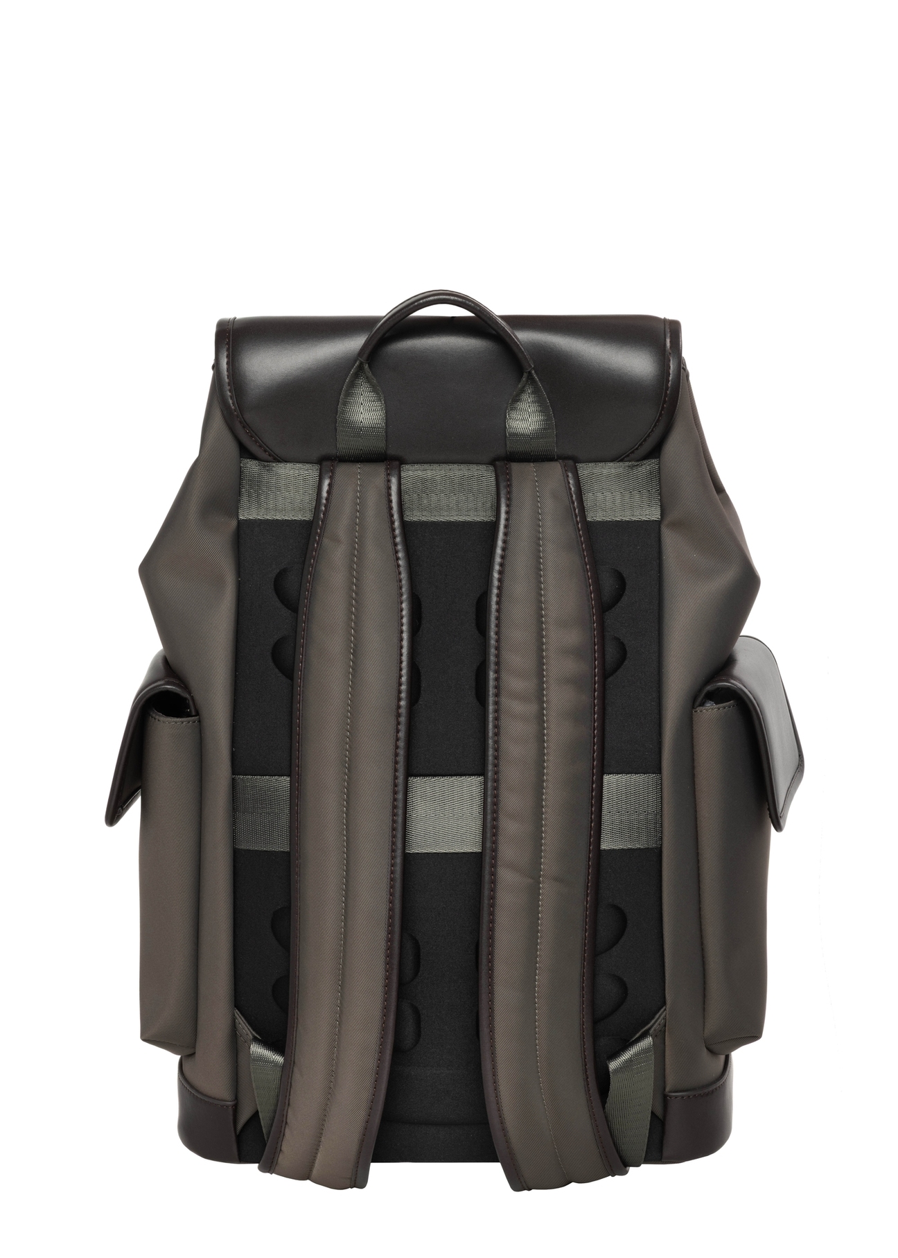 Men's khaki backpack TORMN-0436-8B(Z26), back view of the product on a white background.