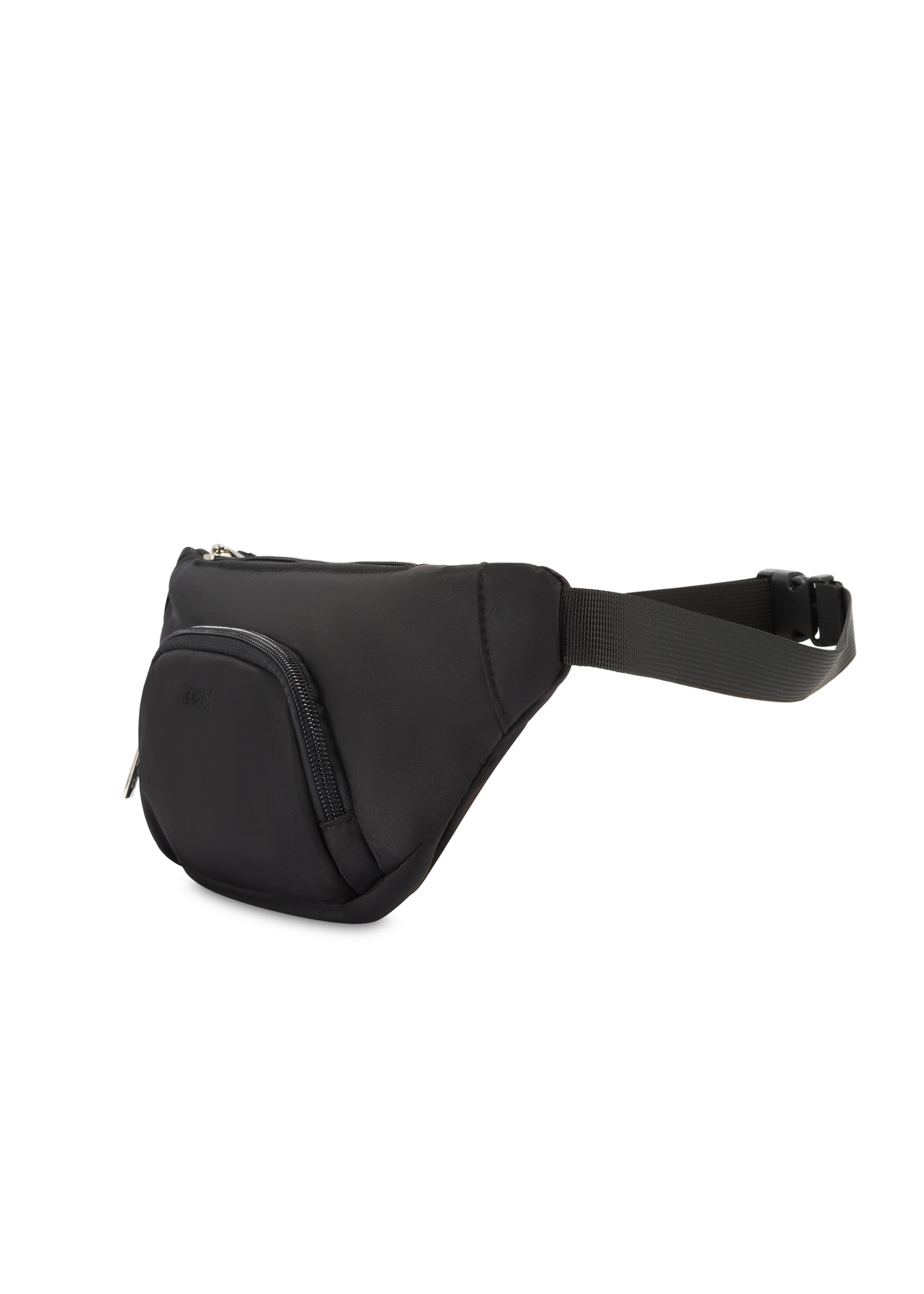 Black women's waist bag TOREN-0324-99(Z25), diagonal product view on a white background.