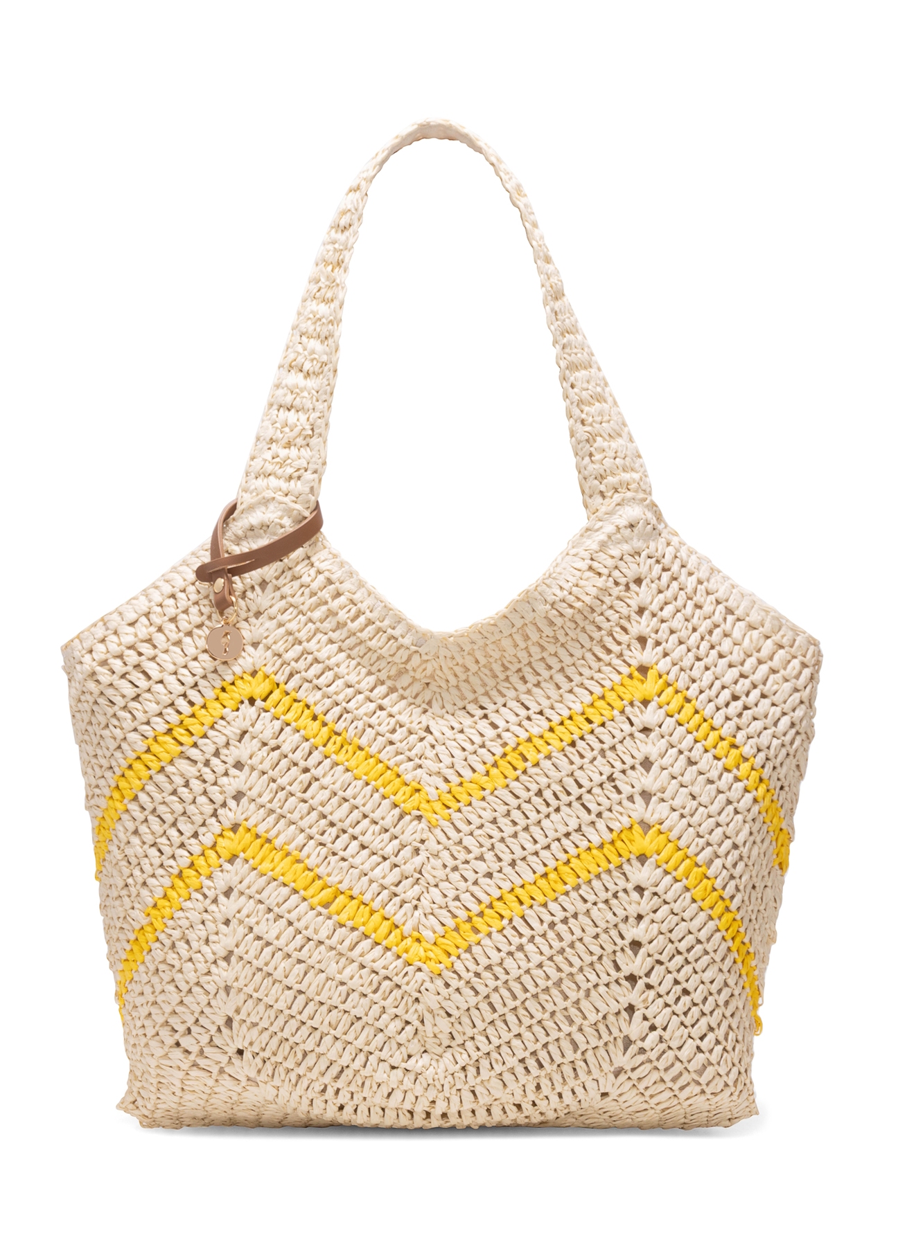 Stiffened straw imitation shopper bag TOREC-0942A-25(W25)