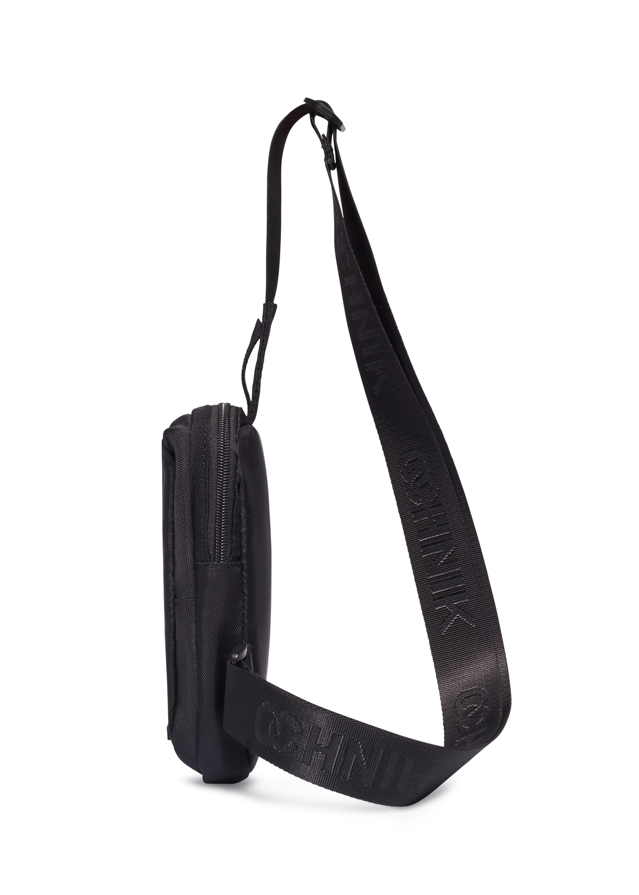 Men's black waist bag TORMN-0426-99(Z26) - side view of the product, on a white background.