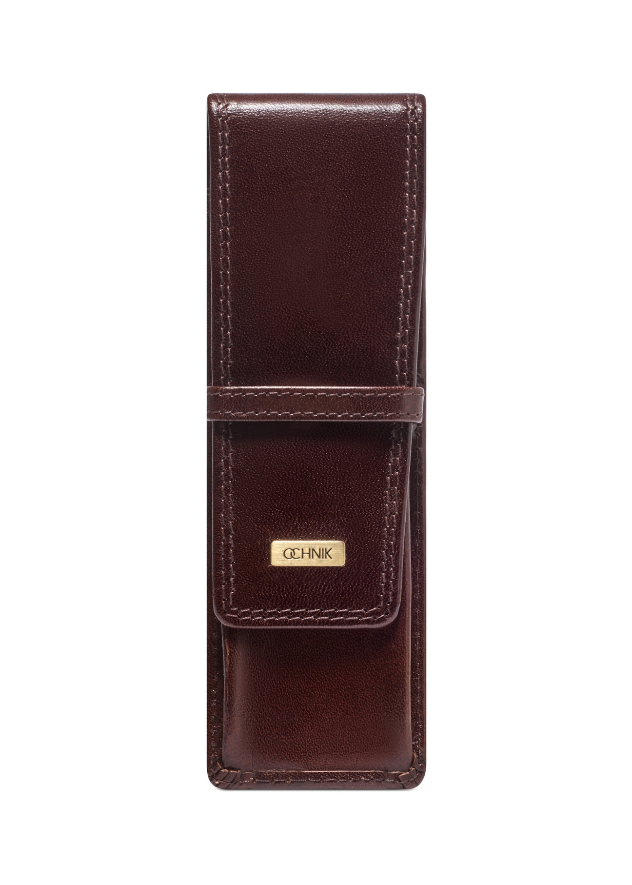 Burgundy leather pen case PL-178-4D(KS), front product view on white background.