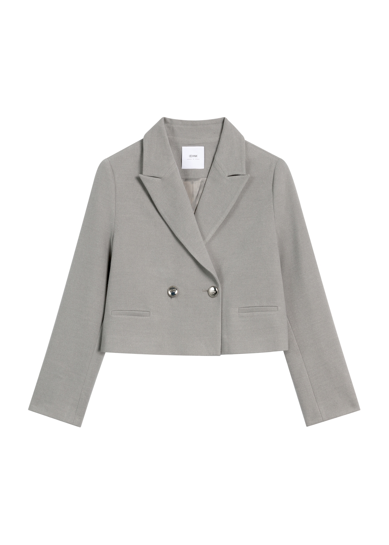 Short women's jacket in gray ZAKDT-0044-91(Z25), product view from the front on a white background.