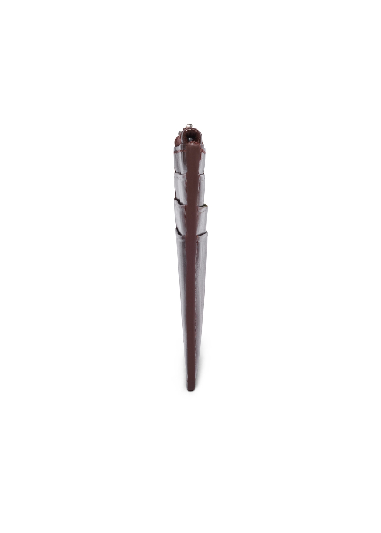Brown leather card case PORMS-0732-1G(Z26), side product view on white background.