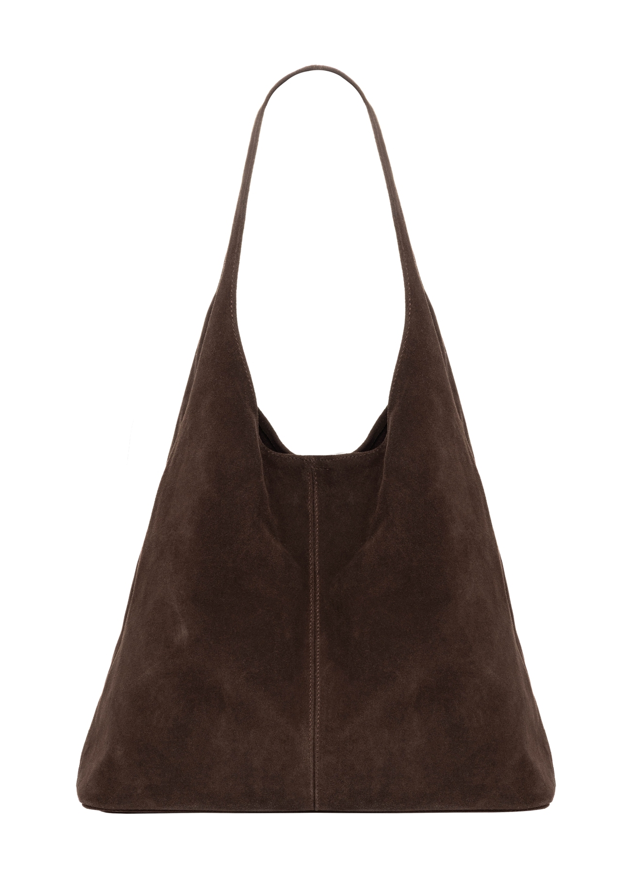 Brown suede shopper bag TORES-1403-1H(Z26). Back view on white background.
