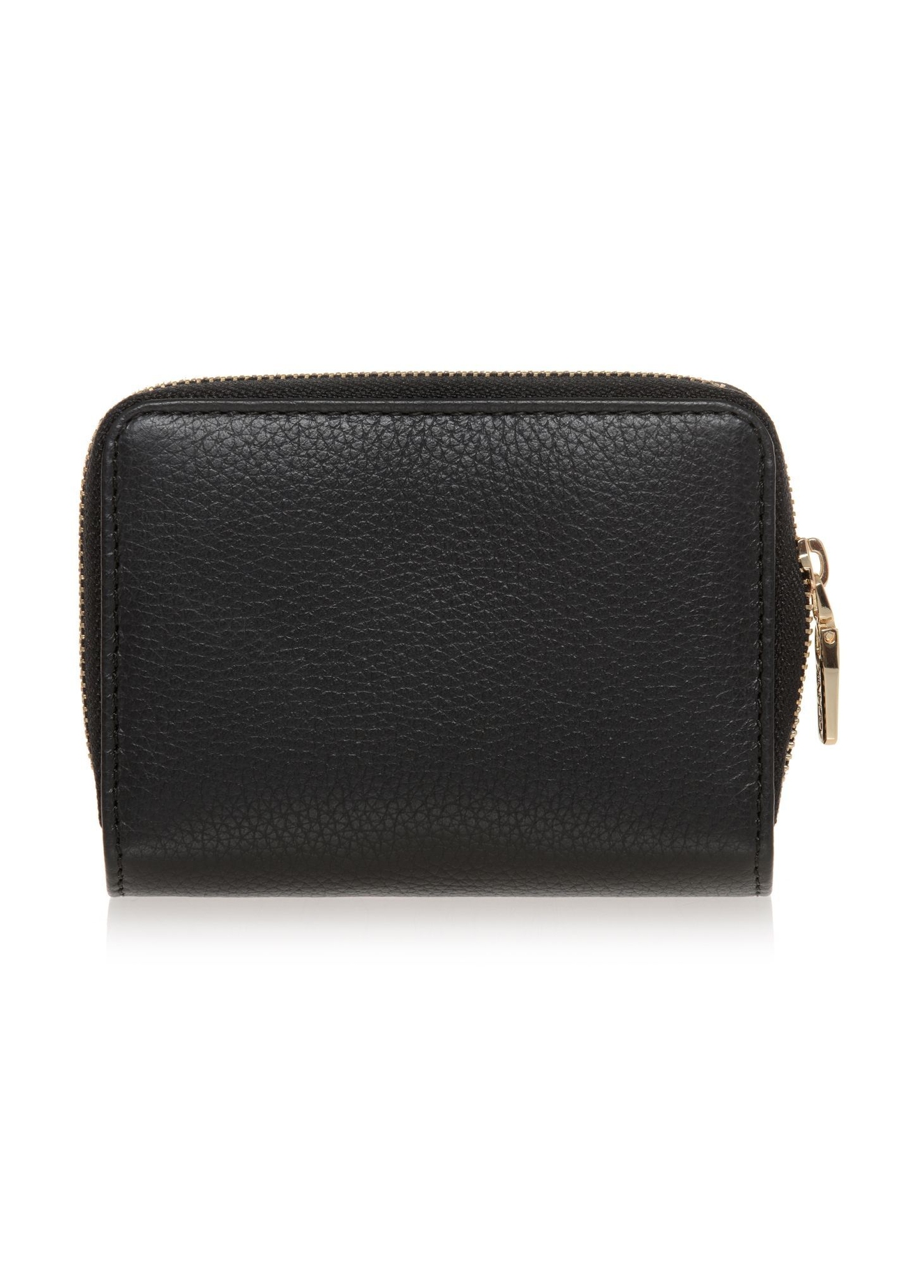 Small black leather women's wallet PORES-0833R-99(Z25) - back view of the product on a white background.