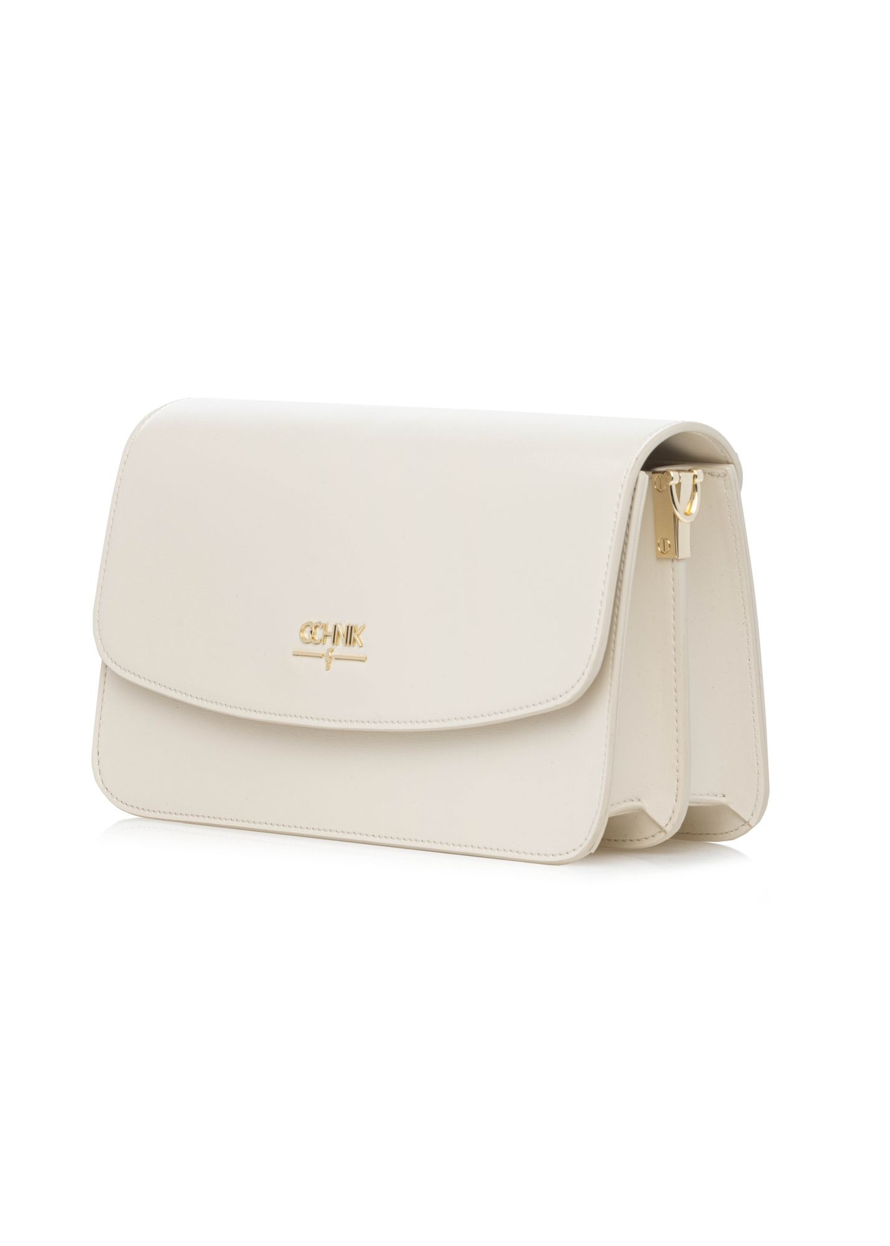 Cream women's handbag made of imitation leather TOREC-1081-0B(W26) - diagonal product view, on a white background.