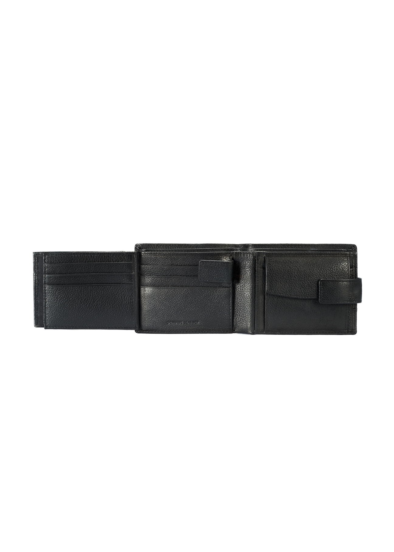Black men's leather wallet PORMS-0011B-99(W25), interior view of the product on a white background.