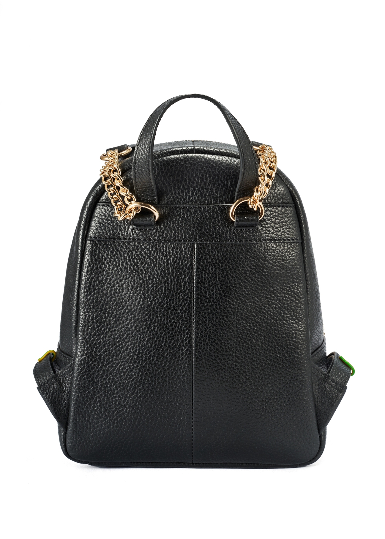 Black leather women's backpack TORES-1123D-99(Z25), product view from the back on a white background.