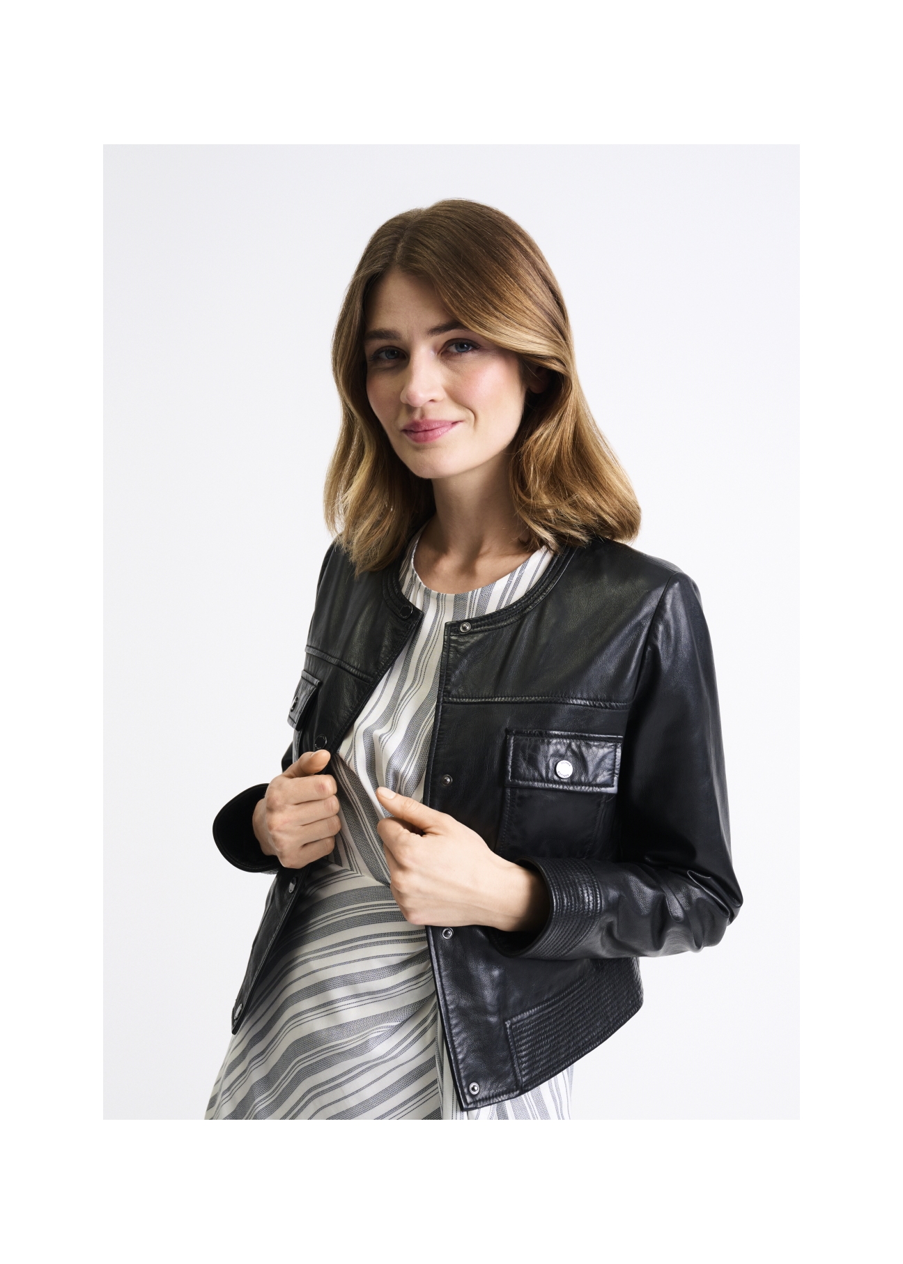 Women's leather transitional jacket KURDS-0346-1202(W22)-03