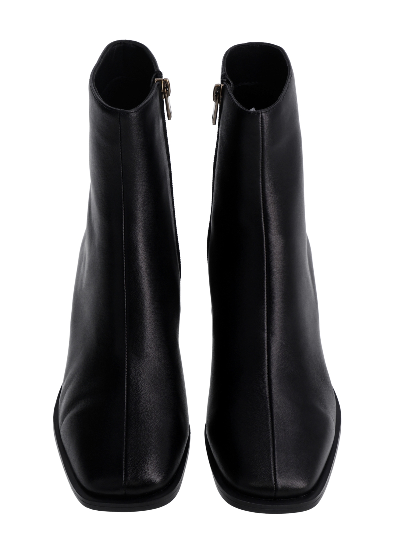 Women's leather ankle boots in black BUTYD-1300-99(Z26), front product view on a white background.