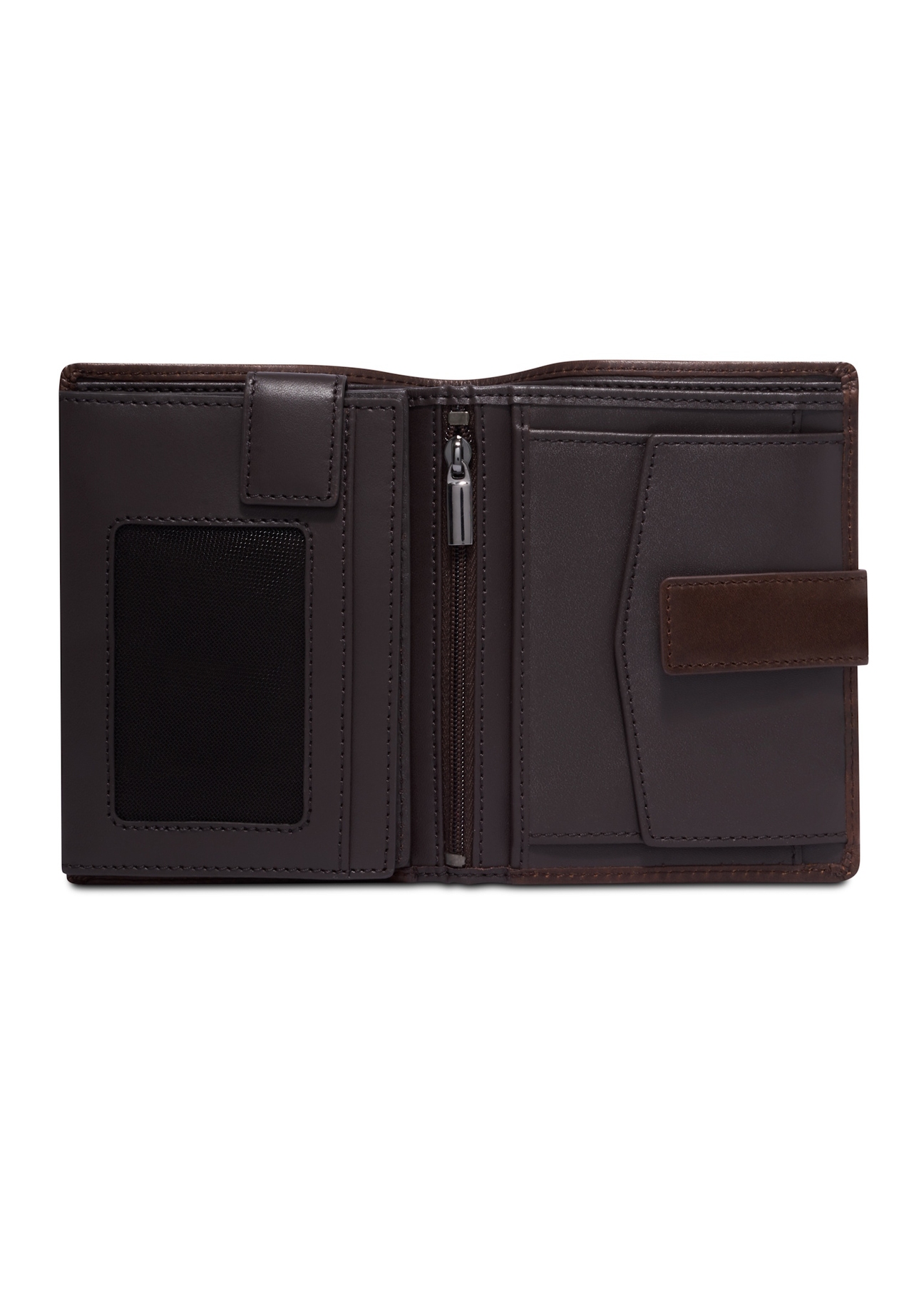 Brown men's leather wallet PORMS-0735-1I(Z26), product view inside on white background.