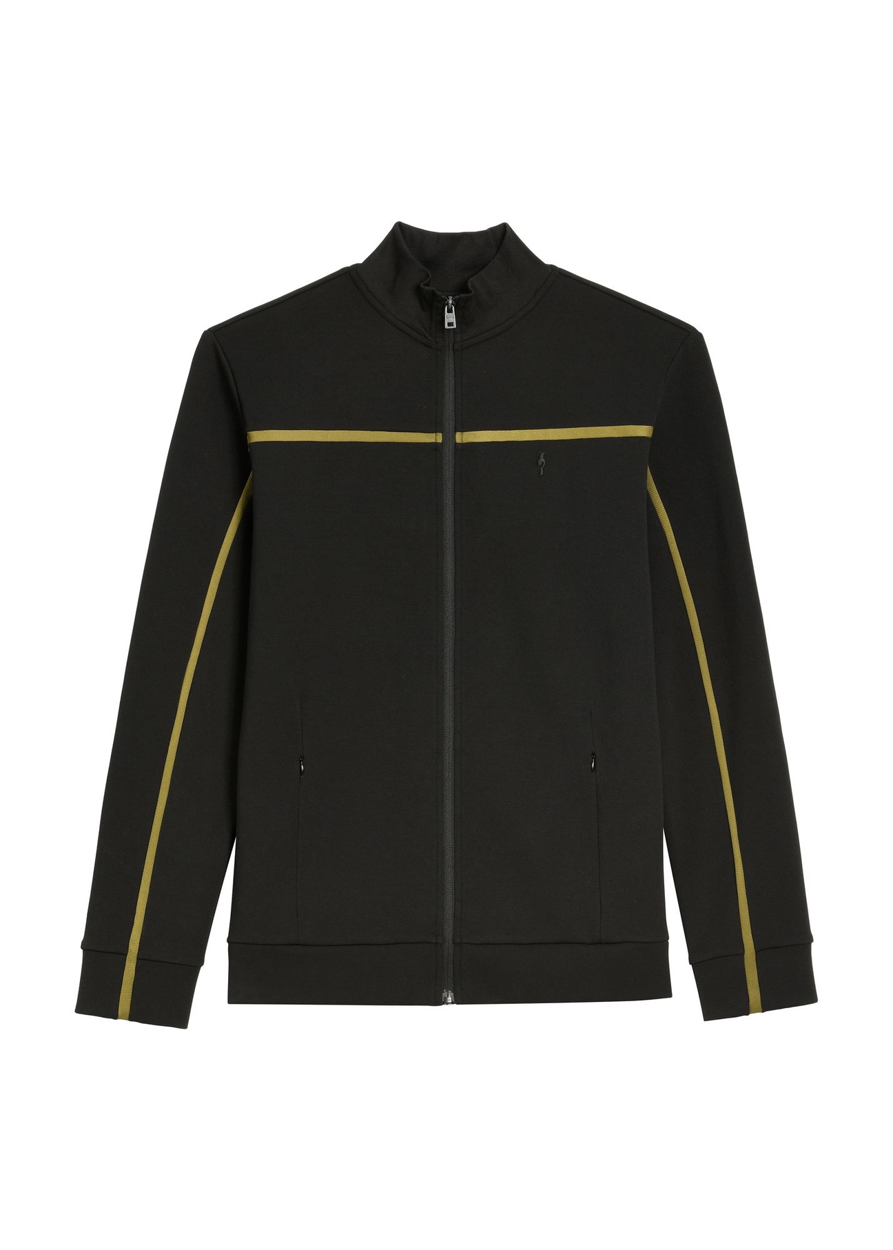 Men's black zip-up sweatshirt with stand-up collar BLZMT-0082-99(Z26) - front product view, on a white background.