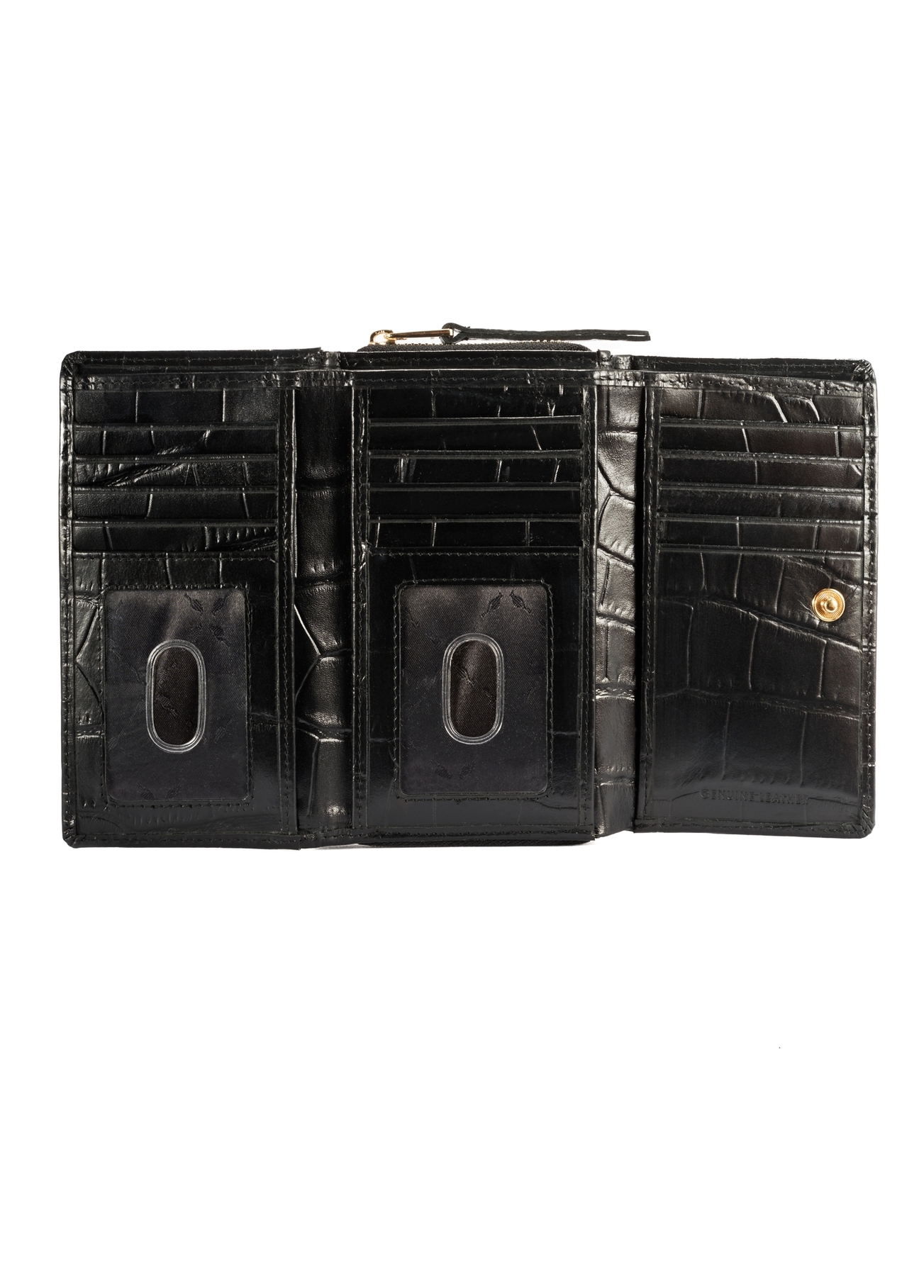 Medium croco leather women's wallet PORES-0907A-97(Z25), product view from the inside on a white background.
