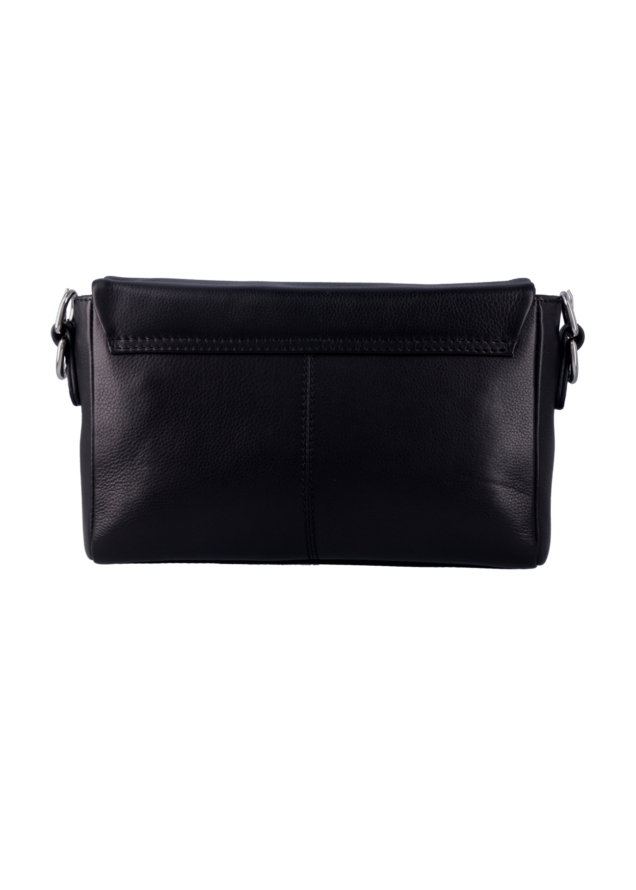 Black leather women's handbag TORES-1377-99(Z26), product view from the back on a white background.