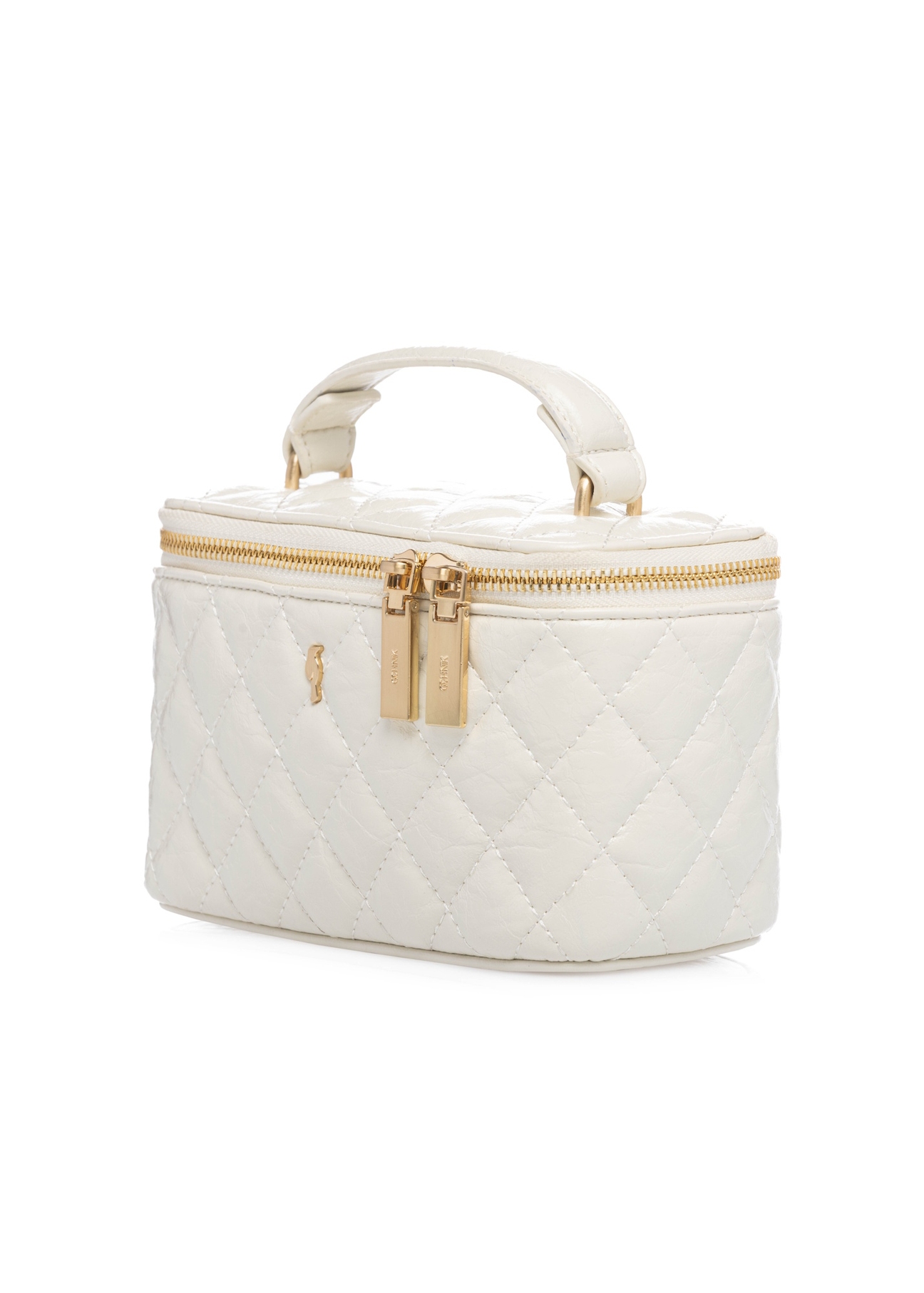 Cream women's cosmetic bag TOREC-1197-0A(W26), diagonal product view on white background.