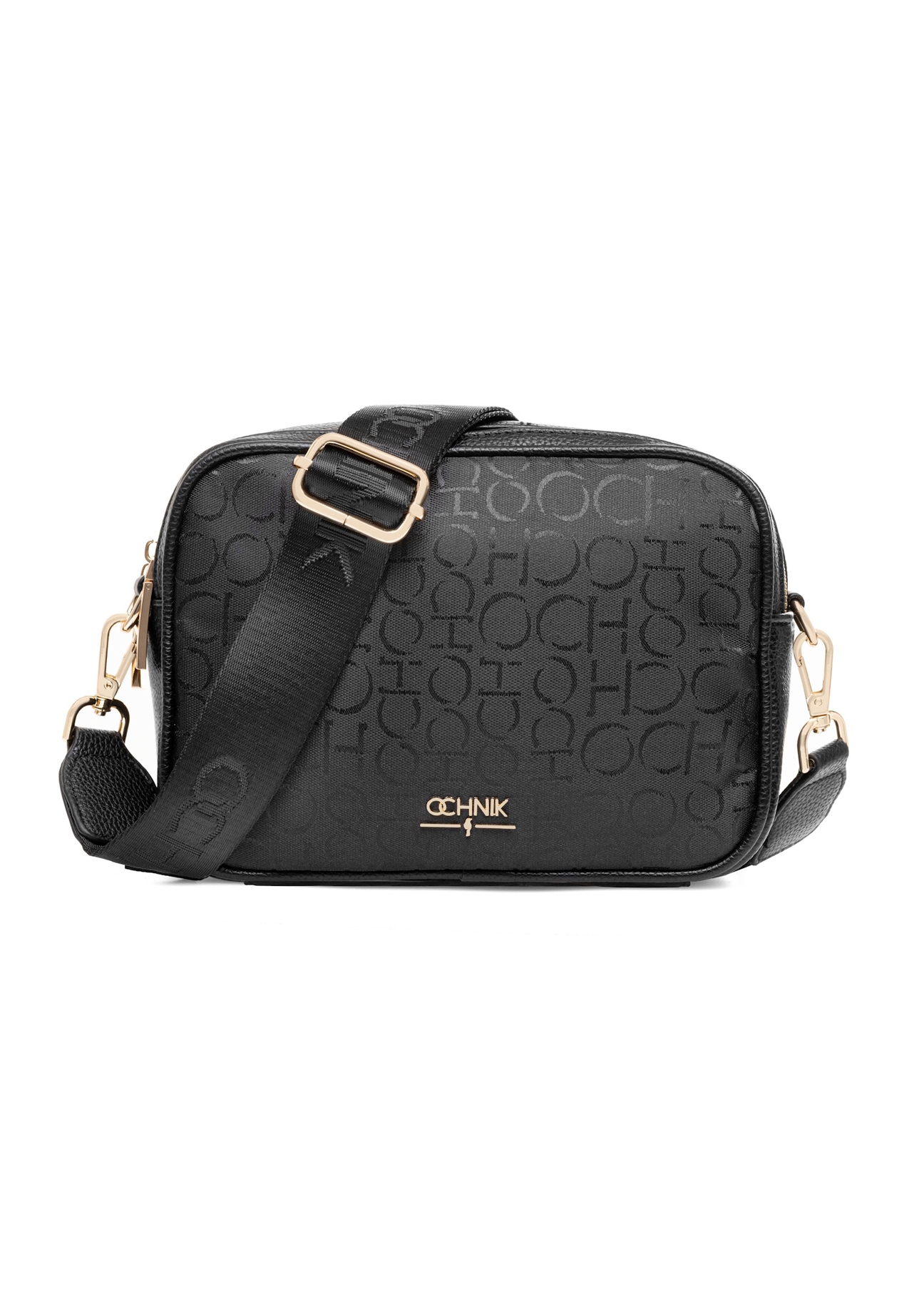 Black women's handbag with monogram TOREN-0277A-99(W25), front product view on white background.