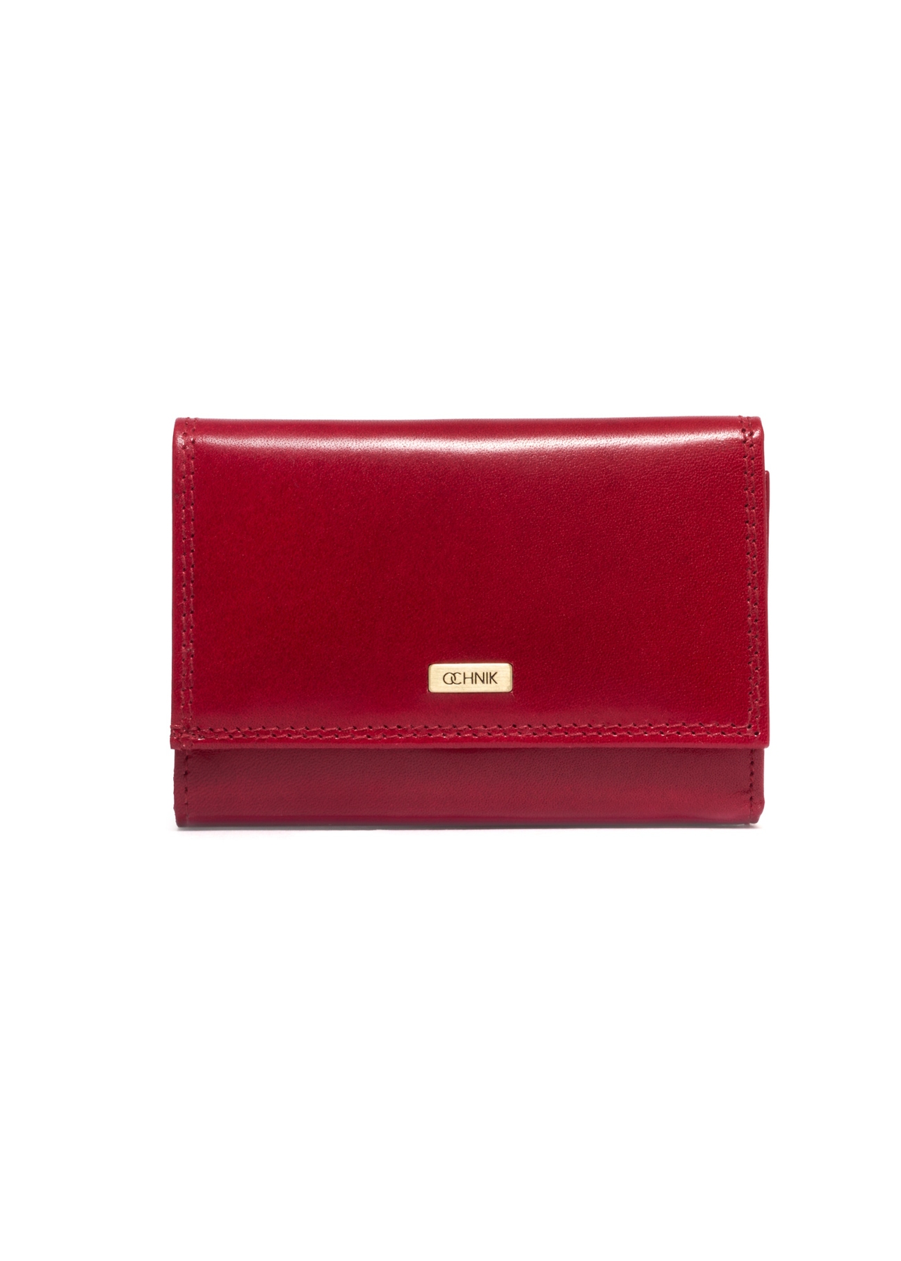 Red leather women's wallet PL-189-4B(KS), front product view on white background.