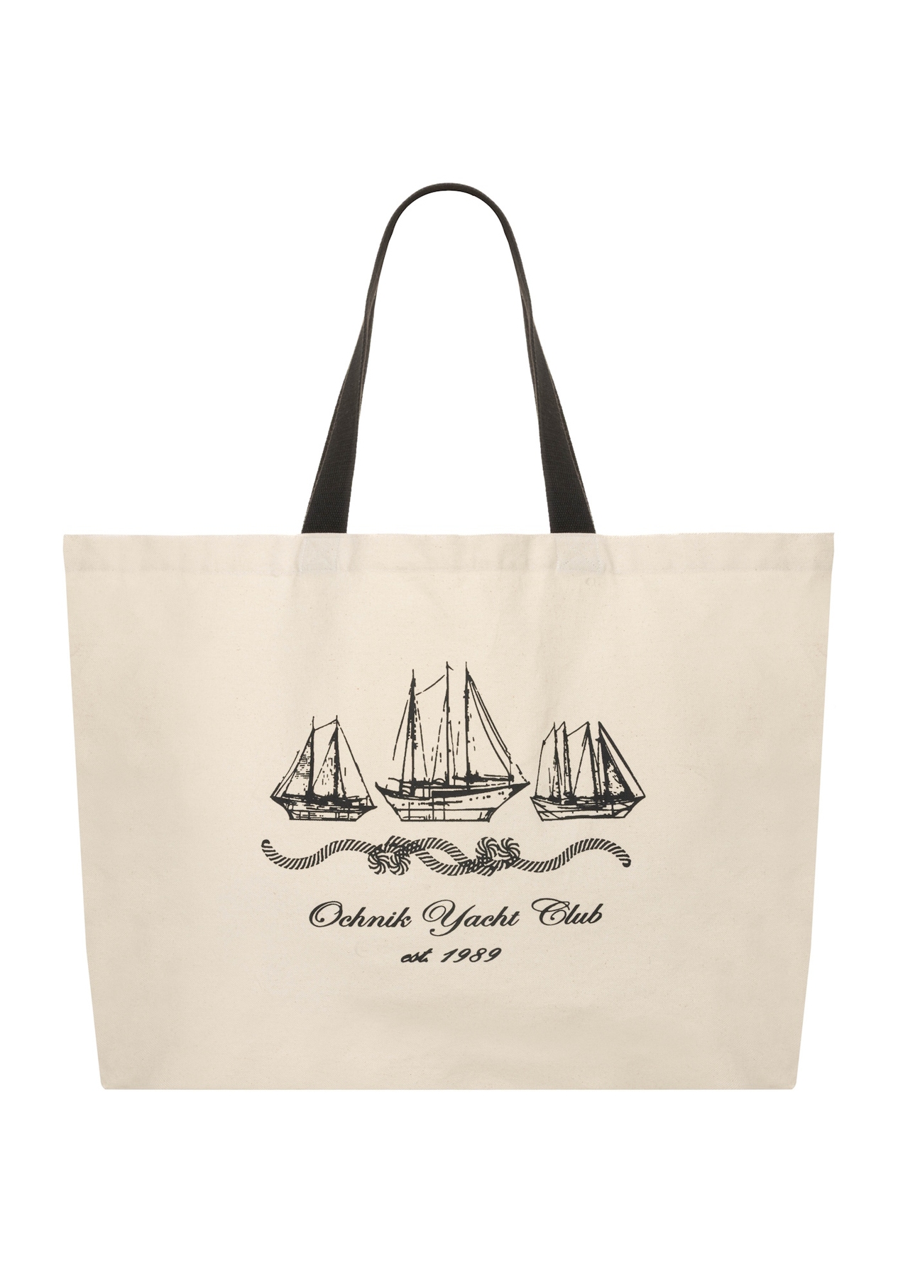 Cream cotton bag with print TOREN-0136-0P(W26), front product view on white background.