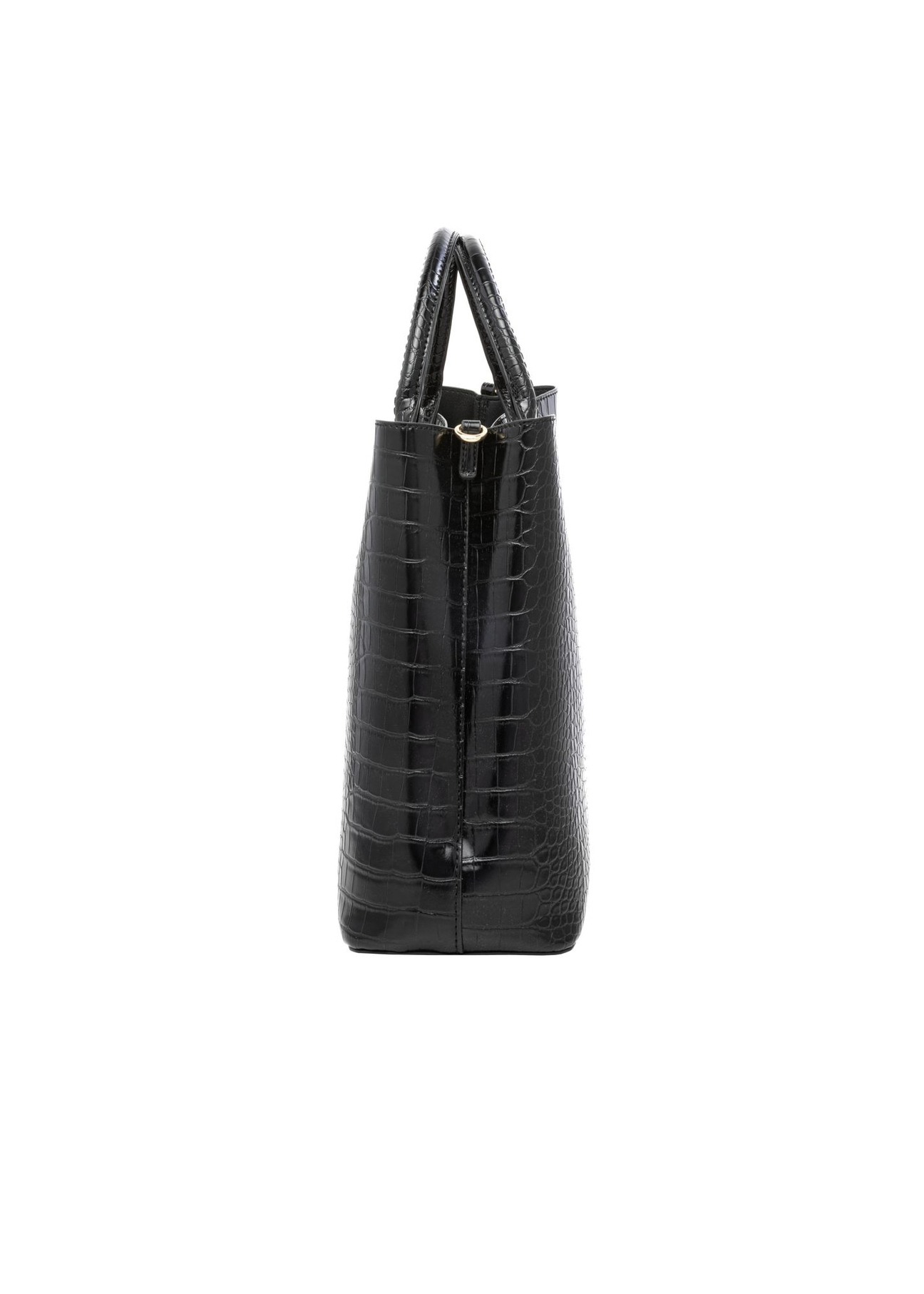 Black large croco bag TOREC-1332-9G(Z26) - side view of the product, on a white background.