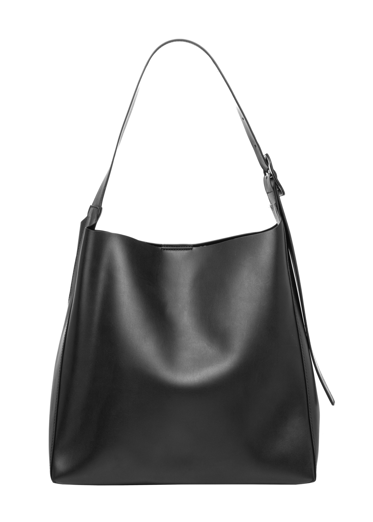 Large black women's shoulder bag TOREC-1337-99(Z26). Back view on a white background.