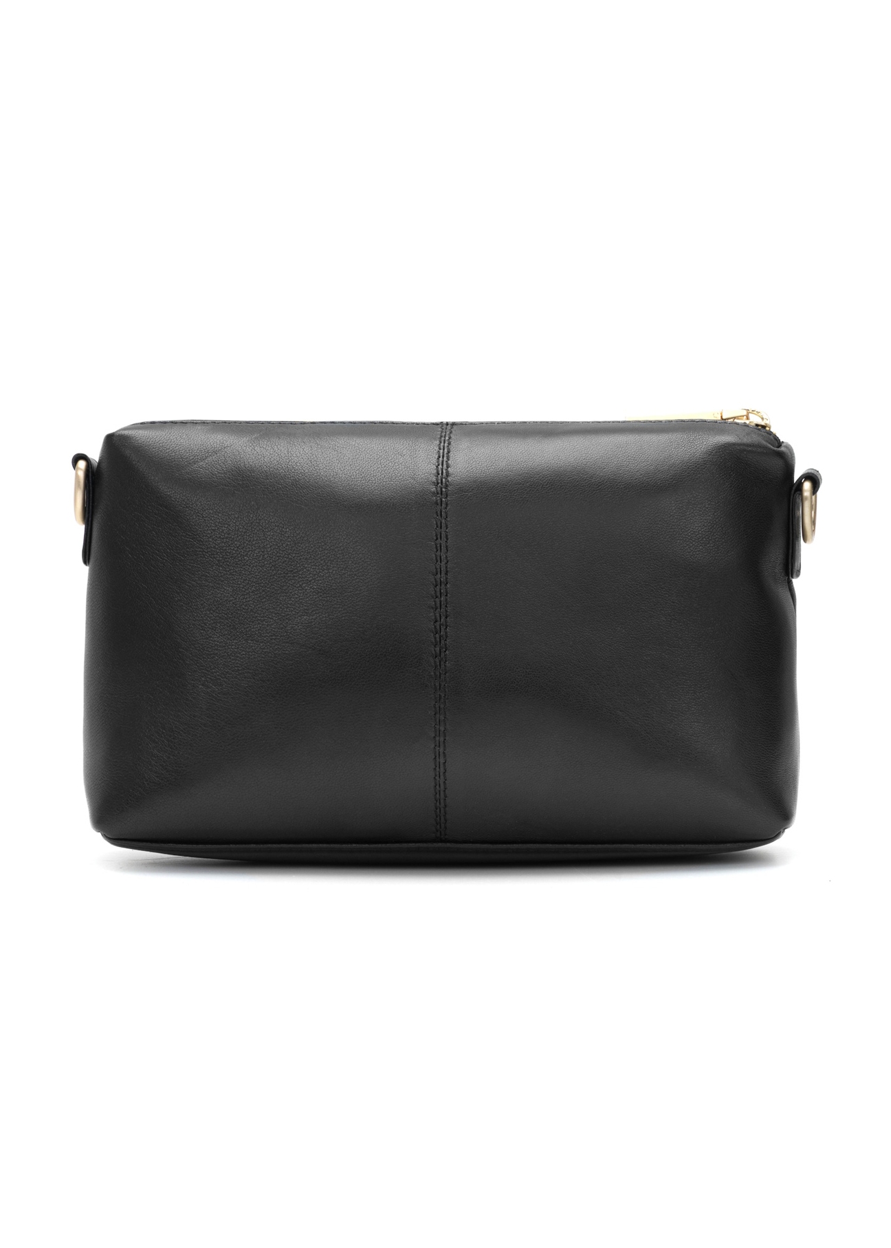 Black small leather women's handbag TORES-1241-99(W26), product view from the back on a white background.