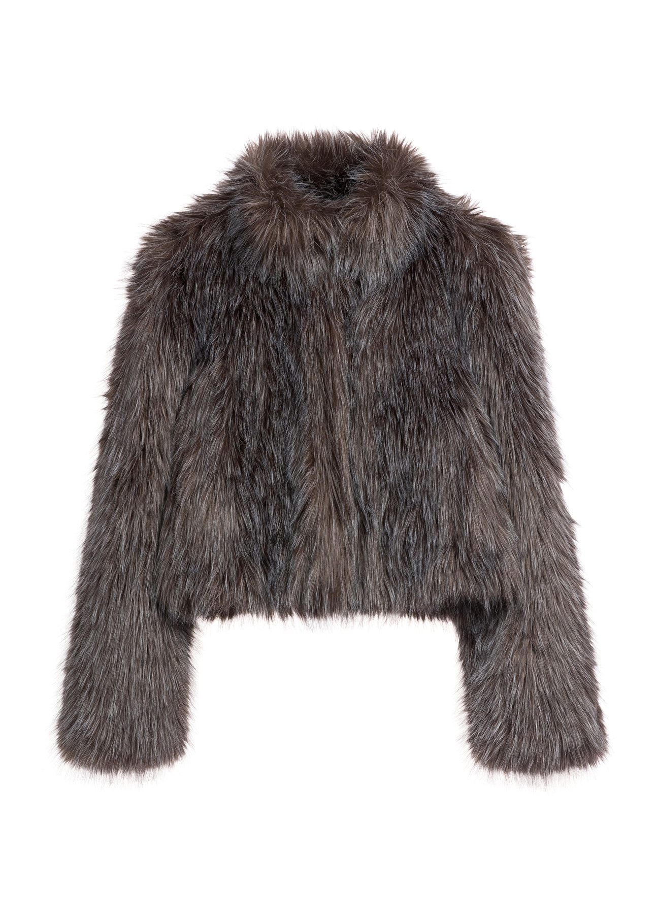Short brown women's fur coat FUTDP-0086-1H(Z26) - front product view, on white background.