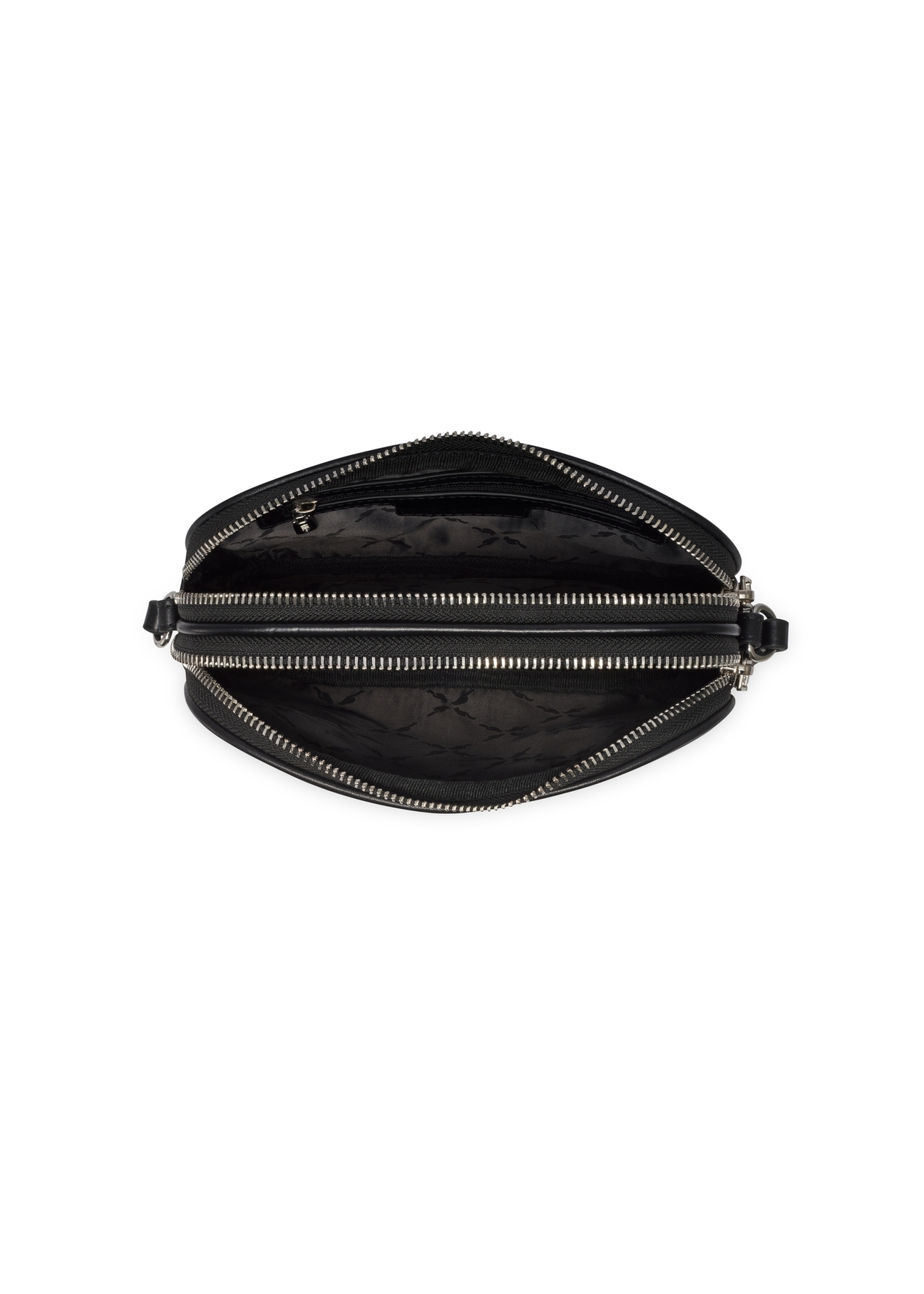 Small black leather women's handbag TORES-1152-99(W26), product view inside on white background.