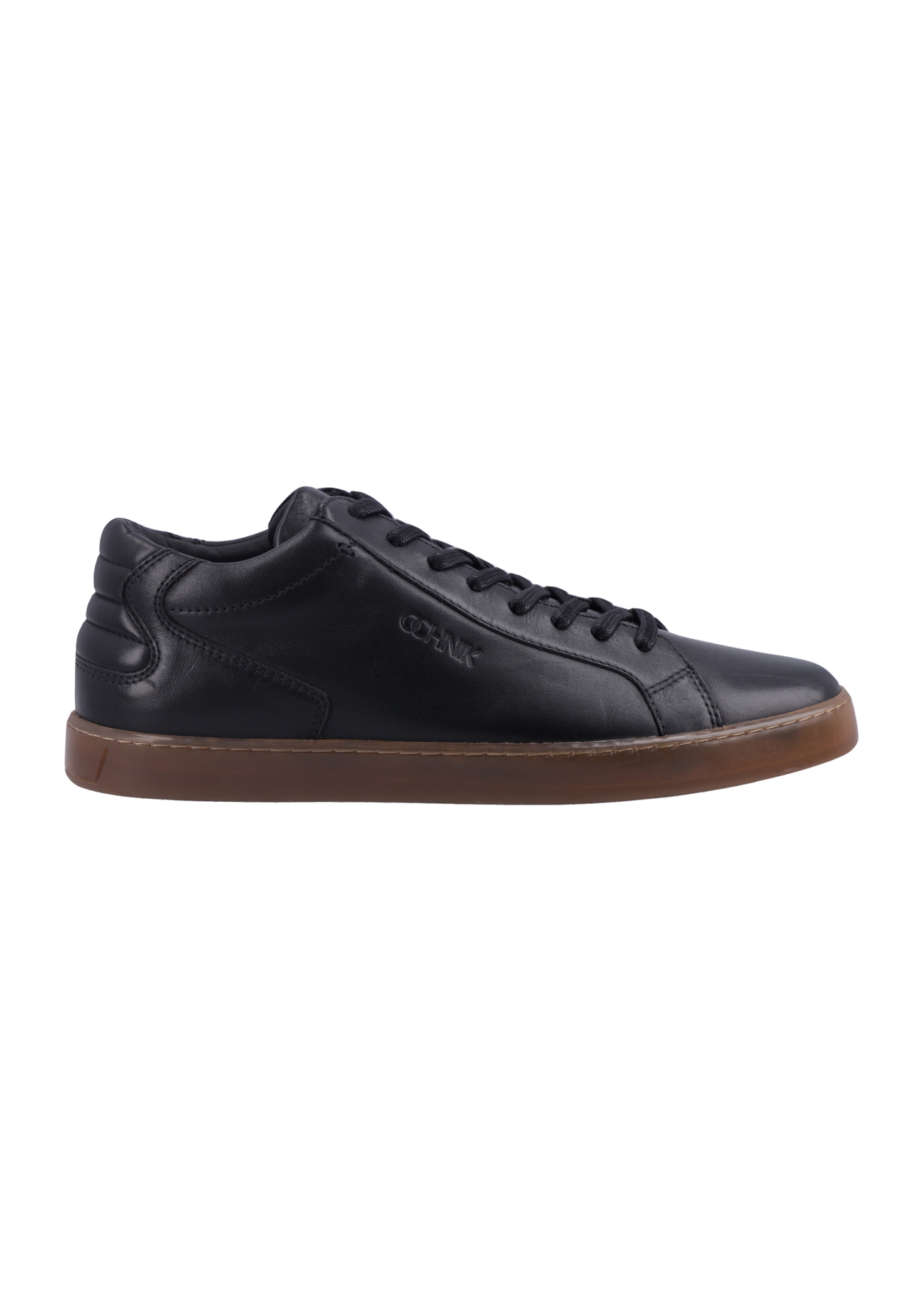 Men's black leather sneakers BUTYM-0405C-99(Z26) - side view of the product, on a white background.